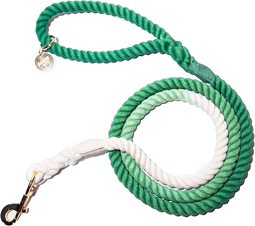 Miniatura 1 de Correa de cuerda verde, hecha a mano de algodón orgánico, con gancho a presión, de teñido anudado, para perros pequeños, medianos y grandes (verde)