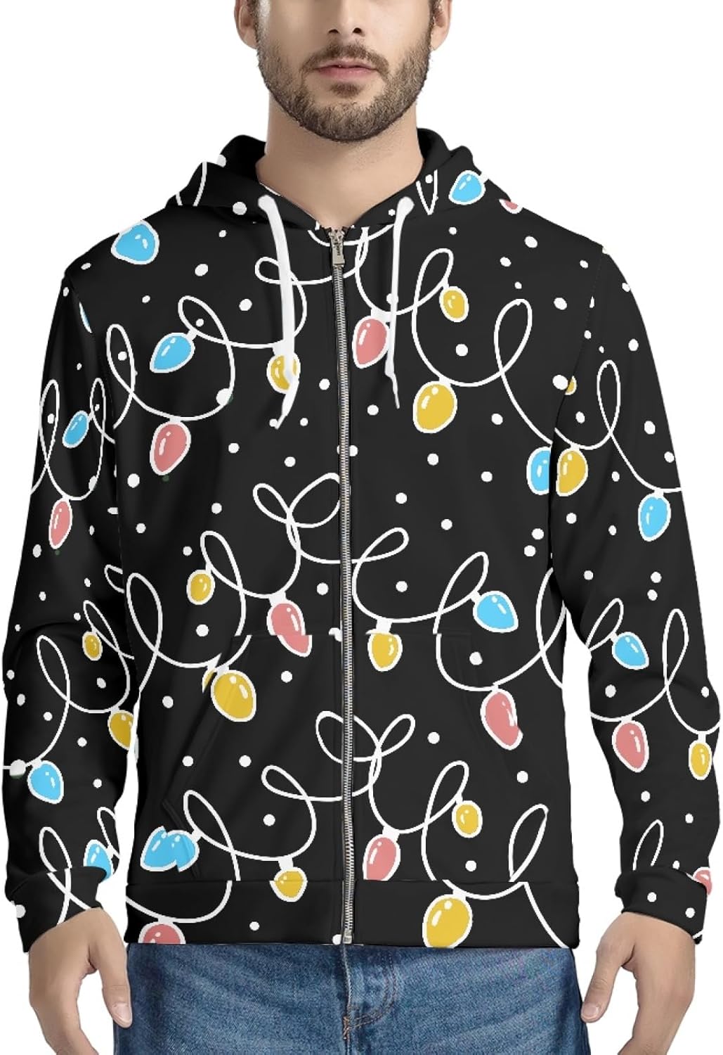 FUSURIRE Zip Up Hoodie with Pocket Men Oversized Sweatshirt Thin Hooded Sweater Lightweight Long Sleeves Pullover XS-5XL