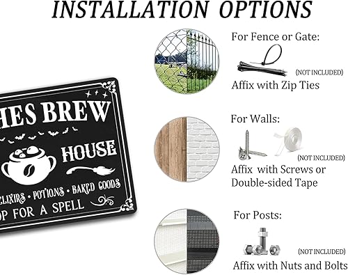 Miniatura 3 de Letrero de metal de Halloween con diseño de brujas, decoración espeluznante de Halloween, decoración gótica de Halloween para cafetería, bar,