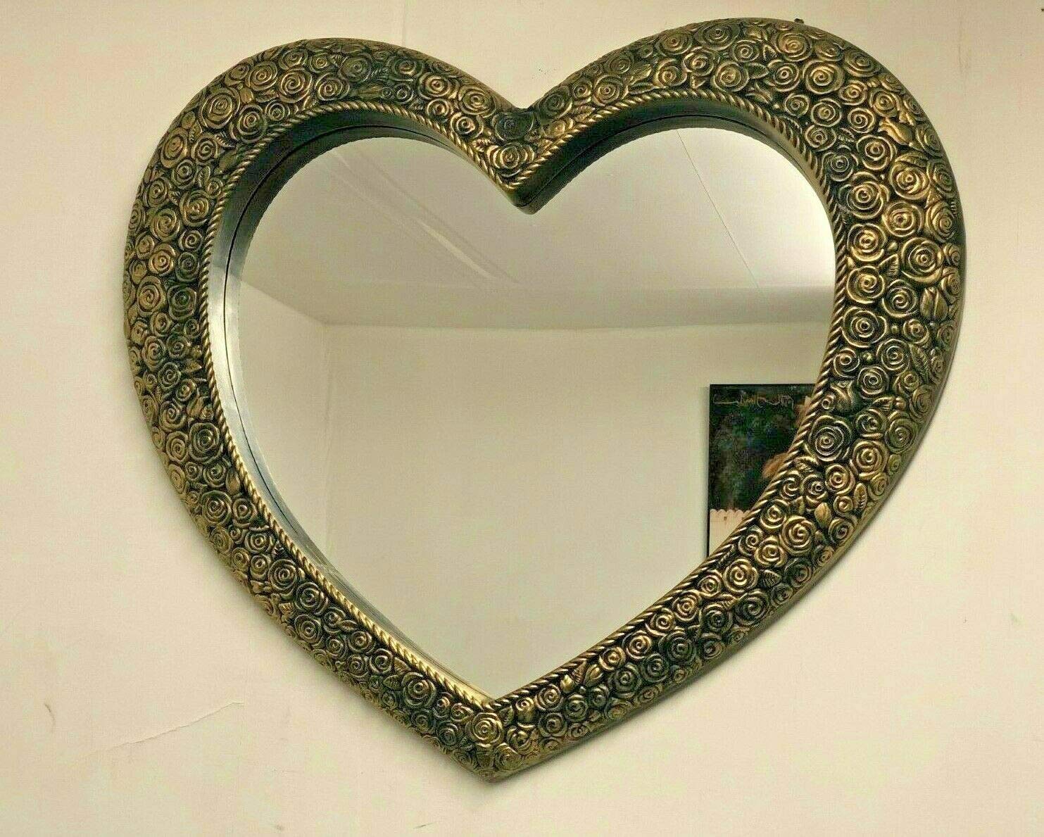 CAPRISTAR Golden Brushed 67 x 58cm Heart Shape Designer Wall Mirror Beautiful Decoration Art Piece Gift