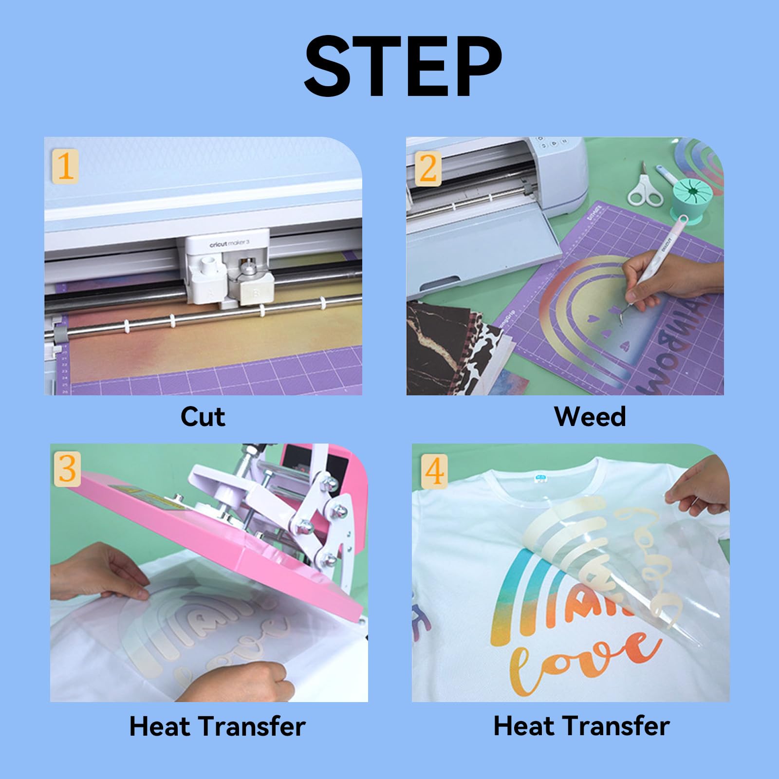 Infusible Transfer Ink Sheets, 10 Fogli di Inchiostro Infusibili per Pressa a Caldo 11,5 x 30,5 cm, Carta di Trasferimento Insolubile a Sublimazione Tinta per T-shirt, Tazze (Acquerello)