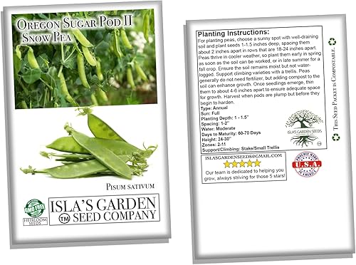 Miniatura 6 de Oregon Sugar Pod II - Semillas de guisante de nieve para plantar, más de 50 semillas tradicionales por paquete, semillas de jardín de Isla (semillas