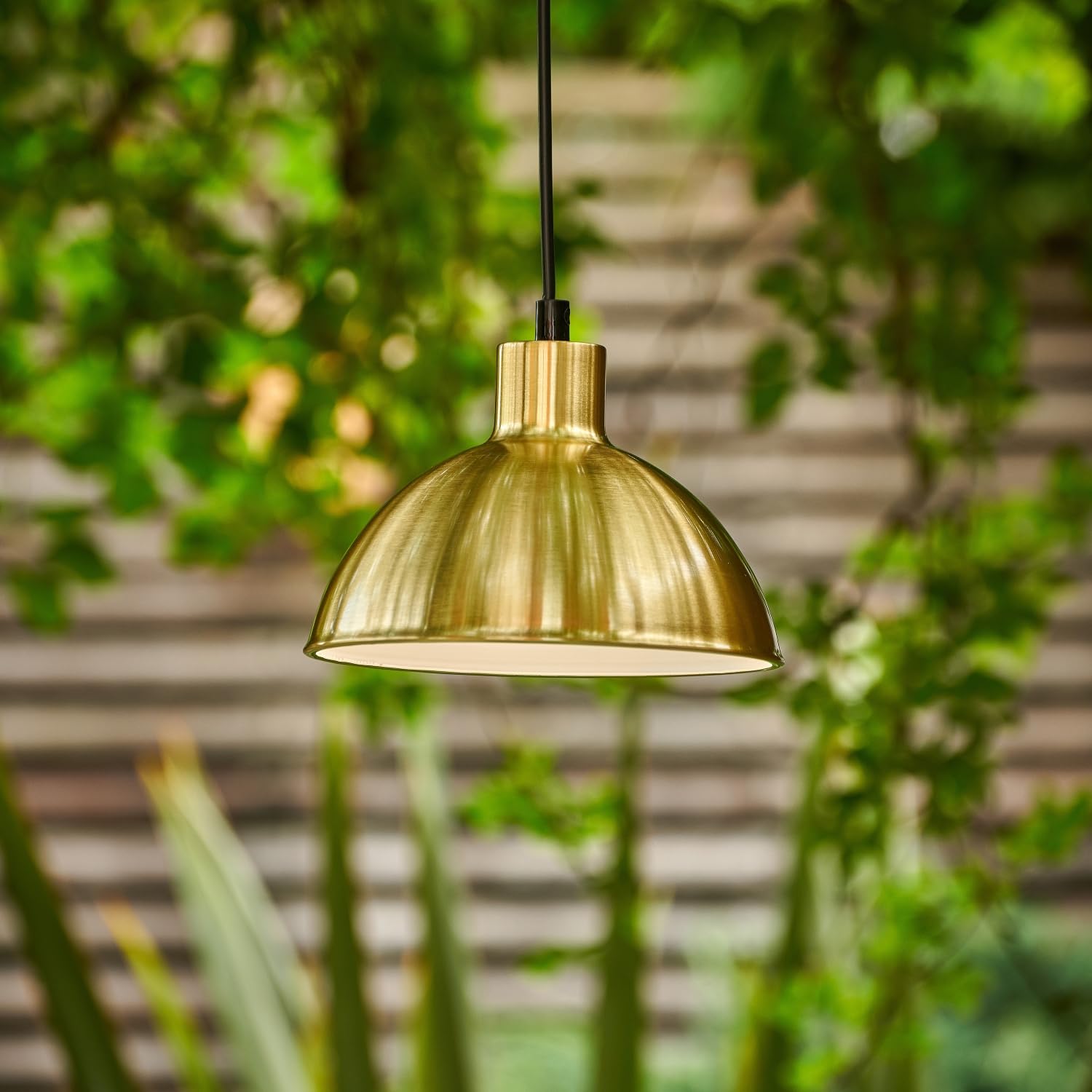 Auraglow Rechargeable Wireless Pendant Light with Remote – Cordless, Battery-Powered, Dimmable, Colour-Changing (Brass, 1 Lamp, 1 Light Source, 1 Remote)