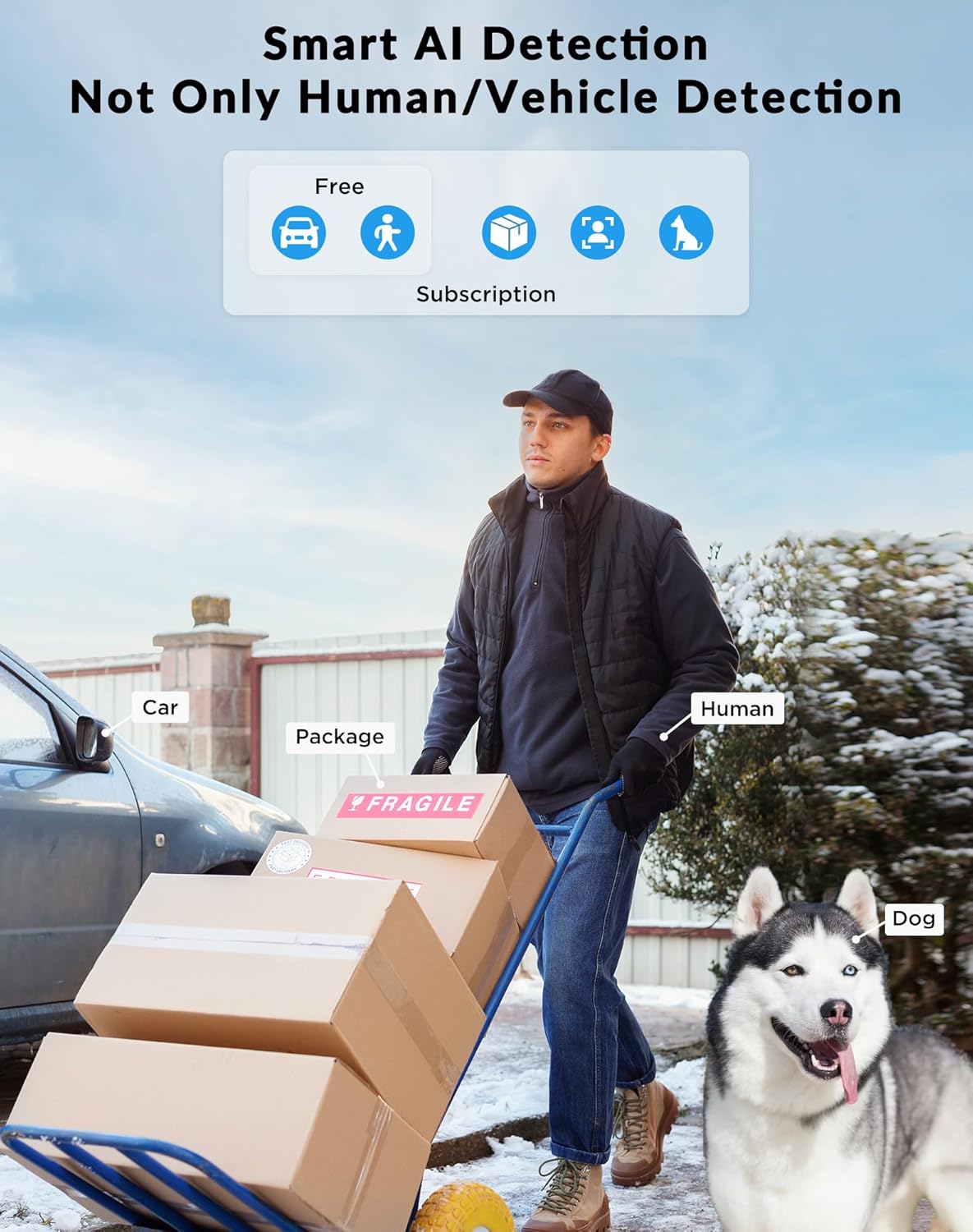 FOSCAM 4K 8MP Security IP POE Cameras, T8EP UltraHD Home Surveillance Security Camera Outdoor with Two-Way Audio, 66ft Color Night Vision, Human/Vehicle Detection, IP66 Waterproof