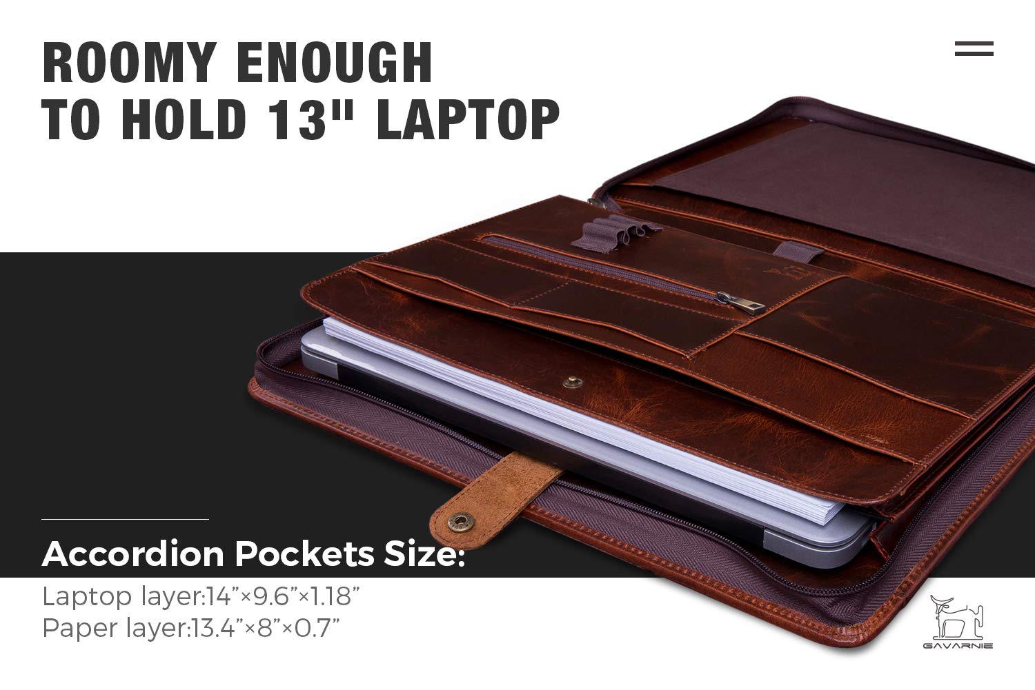 Cartella portadocumenti in vera pelle, con cerniera, per uomo, per laptop da 13", con blocco note formato lettera, regalo di laurea, cera ad olio