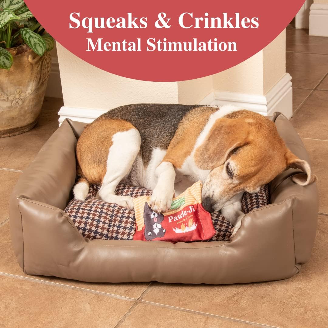 DesiPups 2イン1 インタラクティブドッグトイ 鳴き声とクリンクル付き 小型、中型、大型犬用 洗濯機洗い可