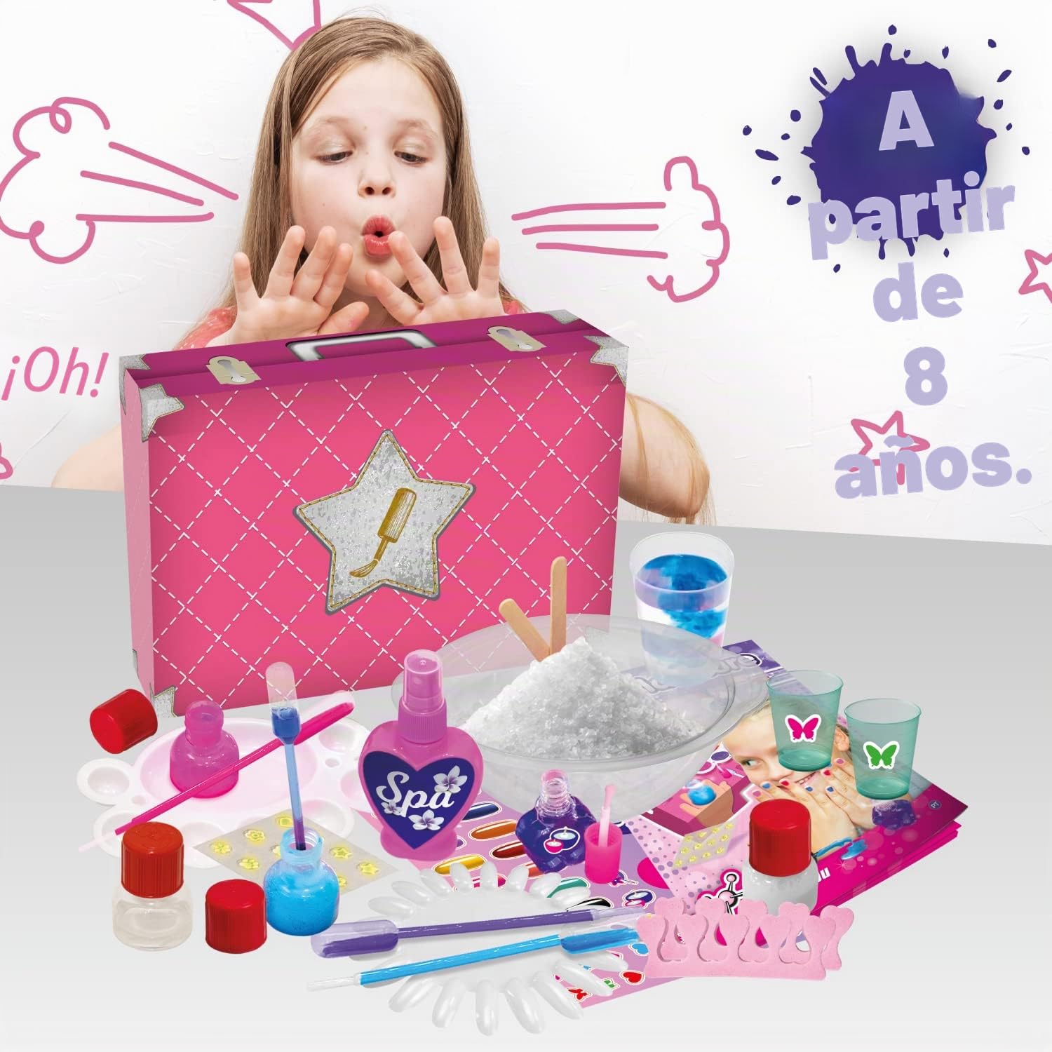 Science4you - Estudio de Uñas para Niños +8 Años - Set de Manicura para Niñas: Experimentos para Hacer Pintauñas Brillantes (80003271)