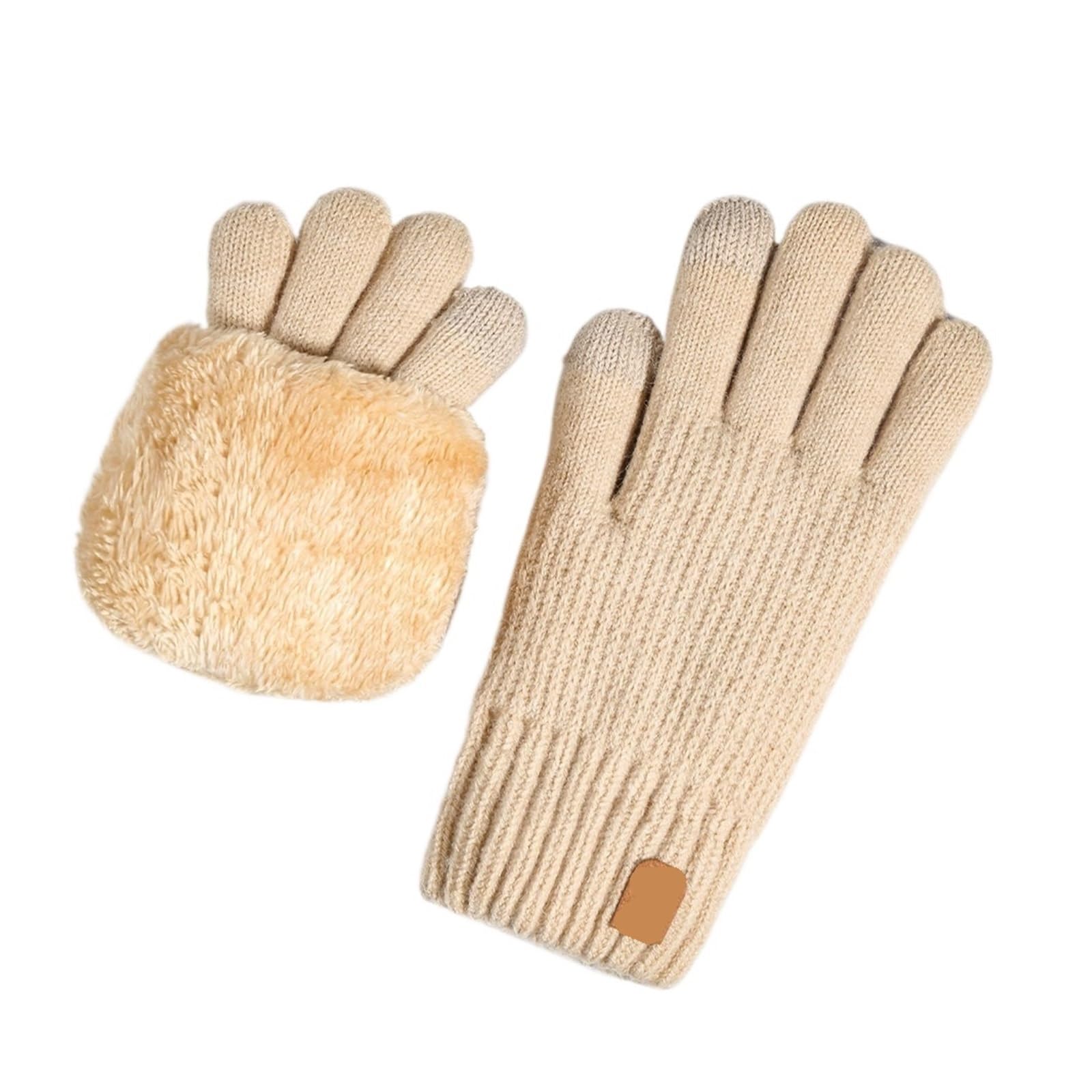 Guantes térmicos de punto trenzado, pantalla táctil con forro polar | Forro polar suave for retener el calor, apto for montar y desplazarse diariamente en otoño.