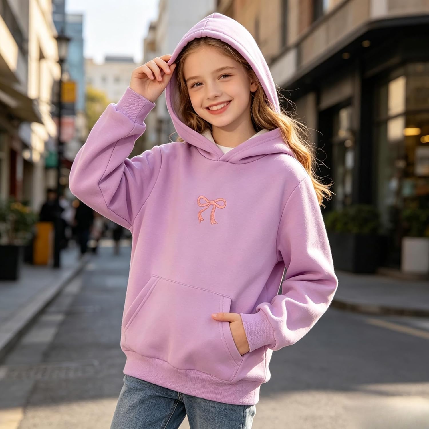 Girls Oversized Hoodies Fleece Pullover Sweatshirts Teen Fashion Casual Outfits Fall Winter Clothes Size 7-14Y