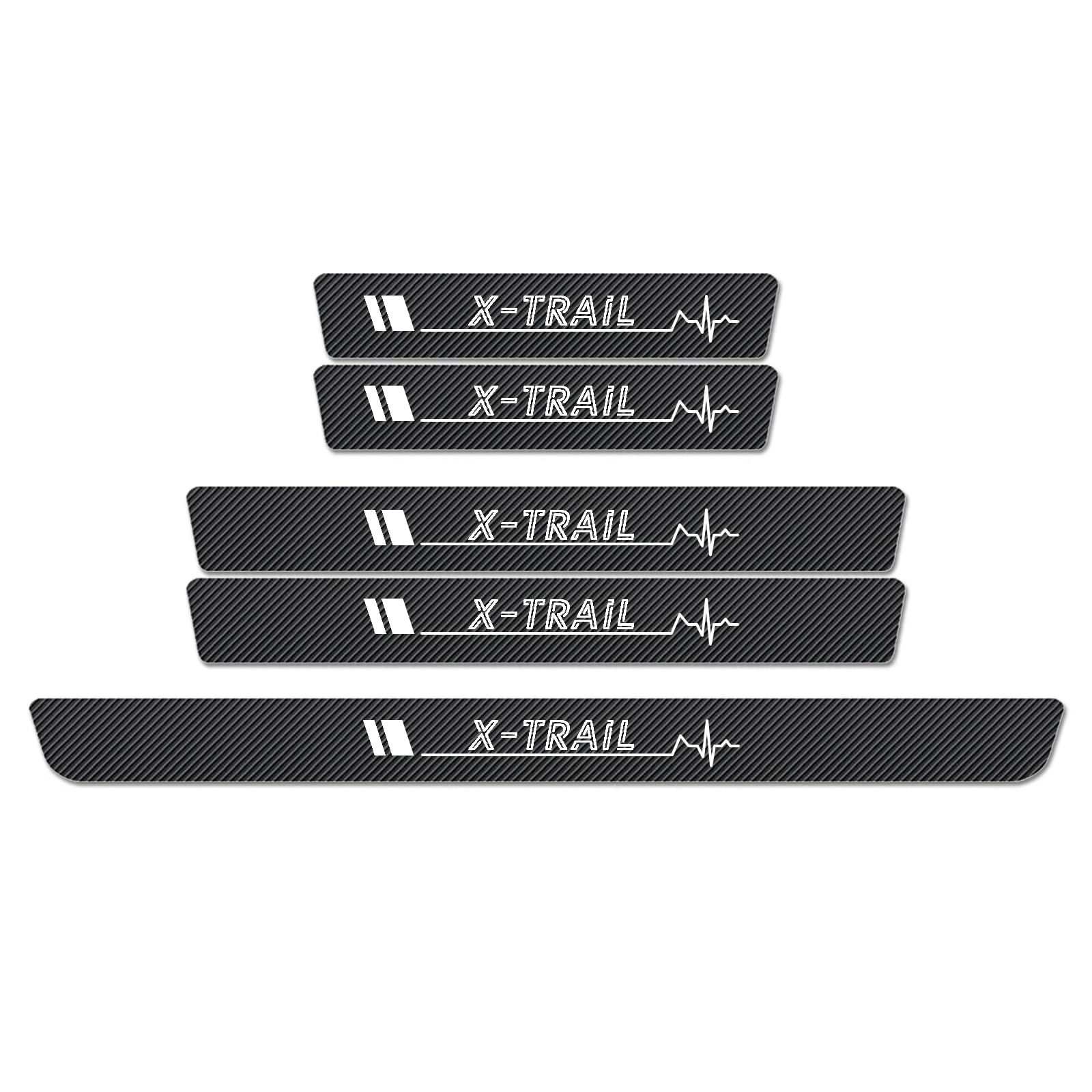 WXH97F Car Door Sill Protector Scuff Plates for X-TRAIL, Carbon Fibre Effect Door Step Guard, Rear Boot Bumper Strip, Self-Adhesive Anti-Scratch Protection Sticker
