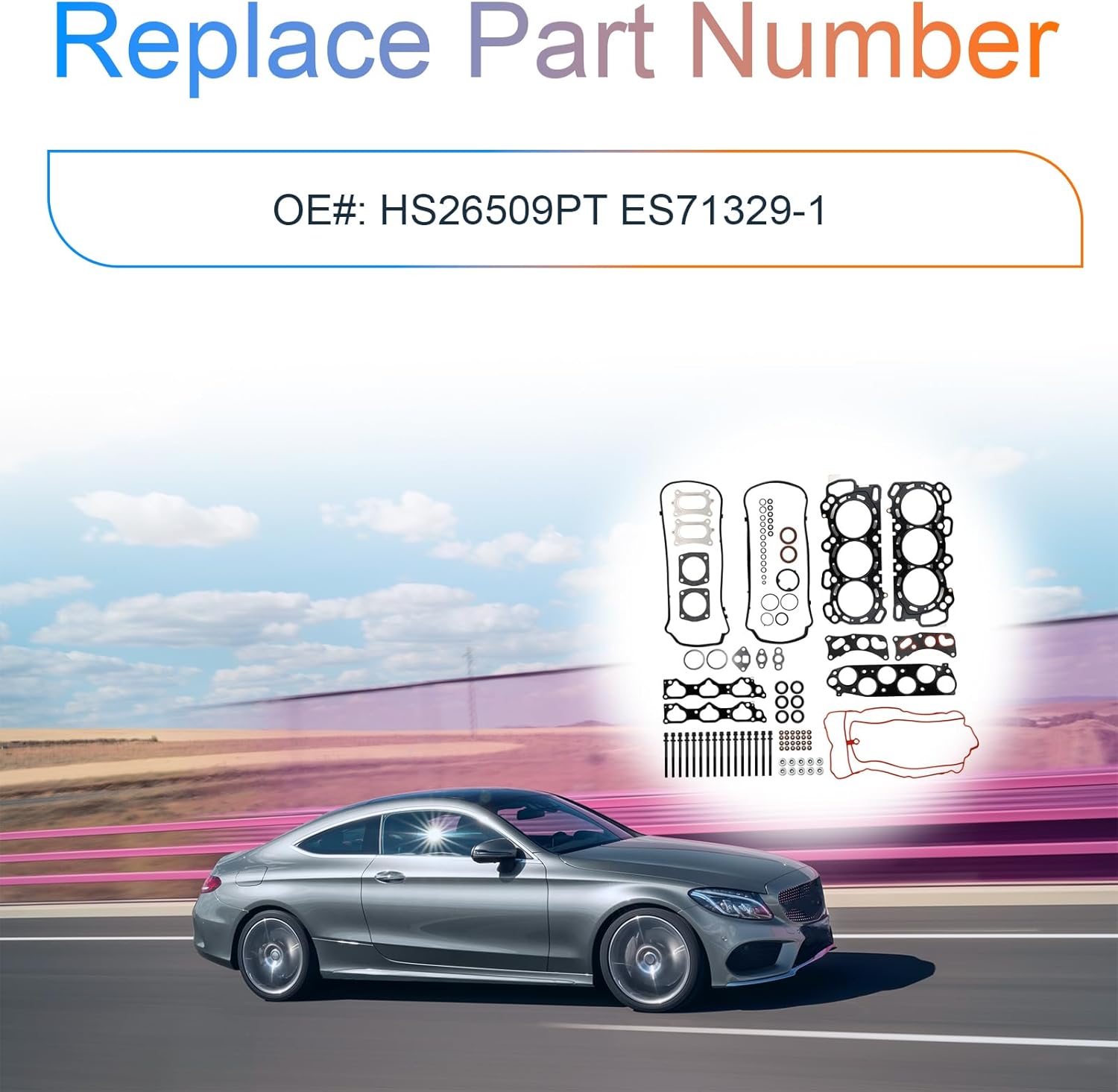 3.5L Engine Cylinder Head Gasket Set w/Bolts Fits for Acura RDX 13-18/ TL 09-14/ TSX 10-14, Honda Accord 08-17/ Crosstour 12-15/ Odyssey 08-17/ Pilot 09-15/ Ridgeline 09-14 3.5L OE HS26509PT