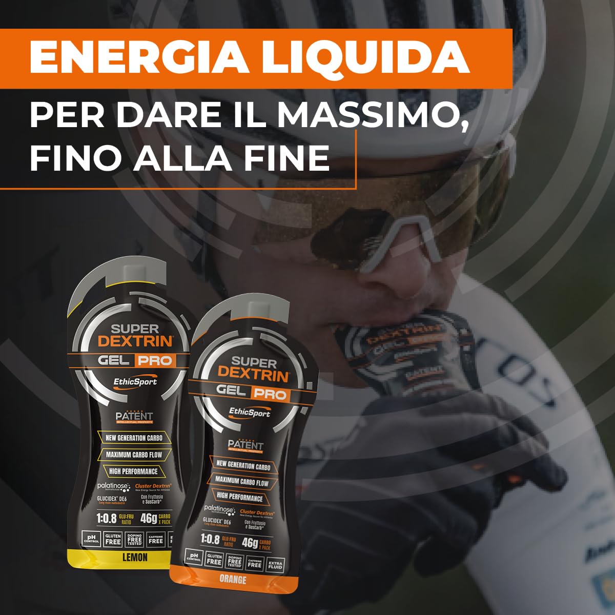 Super Dextrin GEL PRO EthicSport – Gel energetico con carboidrati evoluti 1:0,8 (Glu:Fru) da Cluster Dextrin, SusCarb, Palatinose e Fruttosio – Confezione da 15 x 60 ml - Gusto Limone