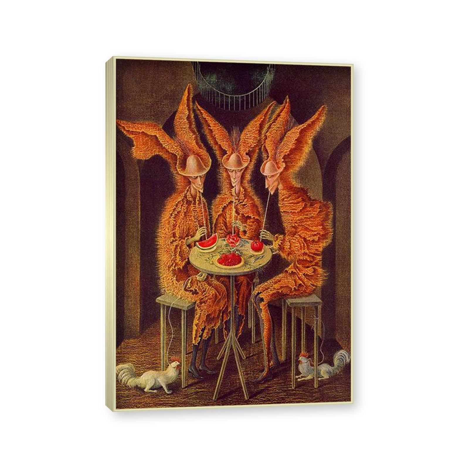 NHLDZYH Champagne Gold Frame-Famous Paintings Wall Art, (Vegeta Vampires) by Remedios Varo, Canvas Print Poster, Abstract Art Picture for Living Room Bedroom Home Decor 40x60cm-15.8x23.7in