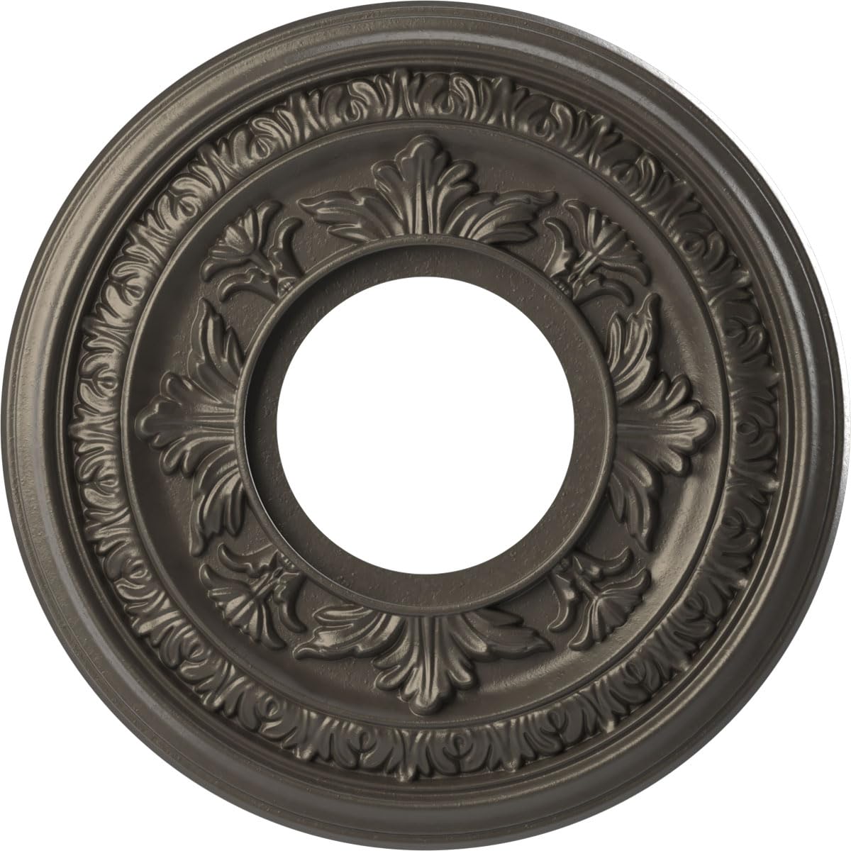 Ekena Millwork CMP10BADST Baltimore Thermoformed PVC Ceiling Medallion (Fits Canopies up to 4 1/4"), 10"OD x 3 1/2"ID x 3/4"P, Universal Aged Metallic Weathered Steel