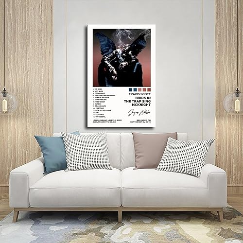 Miniatura 5 de Póster de Travis Scott Limited (1) Póster en lienzo con texto en inglés "Birds In The Trap Sing McKnight" (1) póster en lienzo para decoración de
