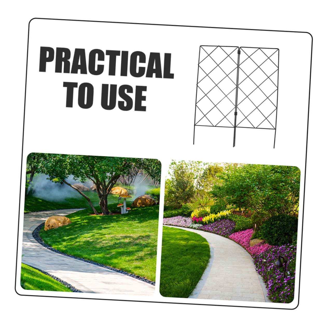 2 pièces Treillis de Jardin Pliable Support Stable pour Plantes Grimpantes et Vignes Cadre Résistant pour Pots Tomates Concombre Grappe