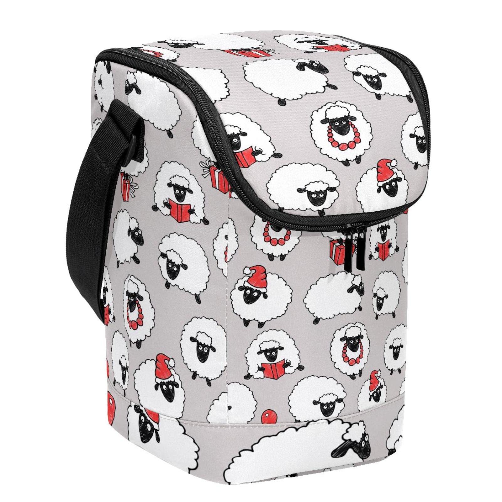 Bolsa de almuerzo con ovejas grises para picnic y excursiones al aire libre