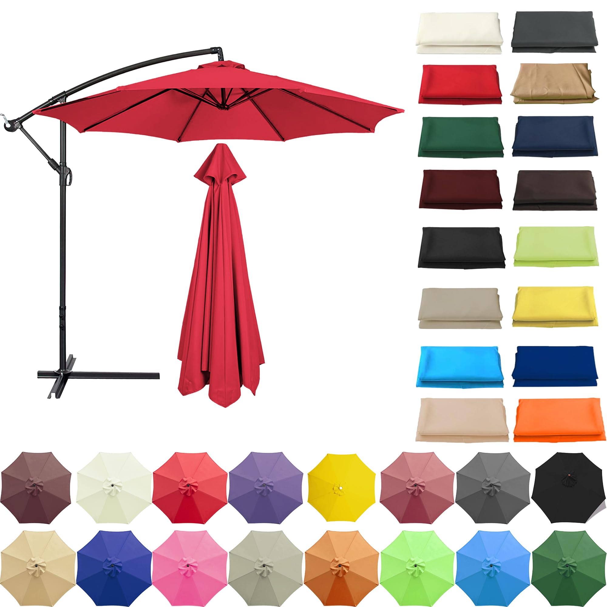 QUIYAEZY Replacement Garden Parasol Canvas 6/8 Ribs Replacement Canopy For Parasol Umbrella Replacement Cloth 2/2.3/2.5/2.7/3/3.50m Replacement Parasol Canopy Waterproof Garden Umbrella Parasol