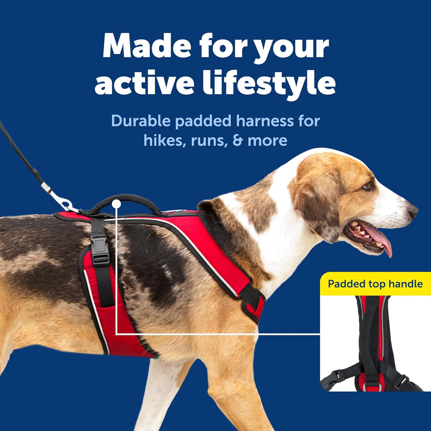 PetSafe EasySport Harness - Durable Padded Fabric, Adjustable Elastic Neckline, Rear-Leash Attachment & Nighttime Reflective Visibility - No Choke or Gag Secure Fit - Large - Red