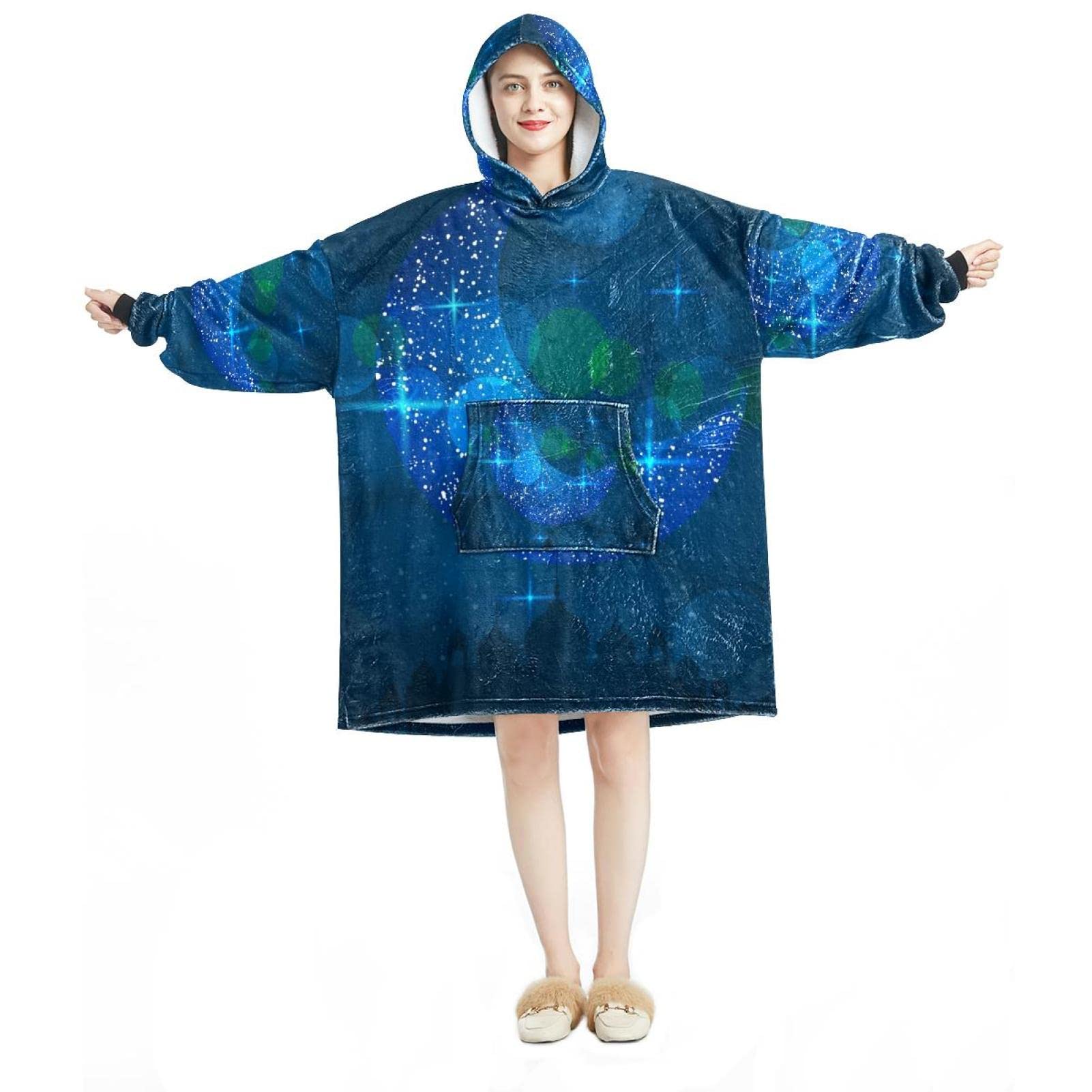 Sweat à capuche surdimensionné en flanelle sherpa pour adulte motif lune