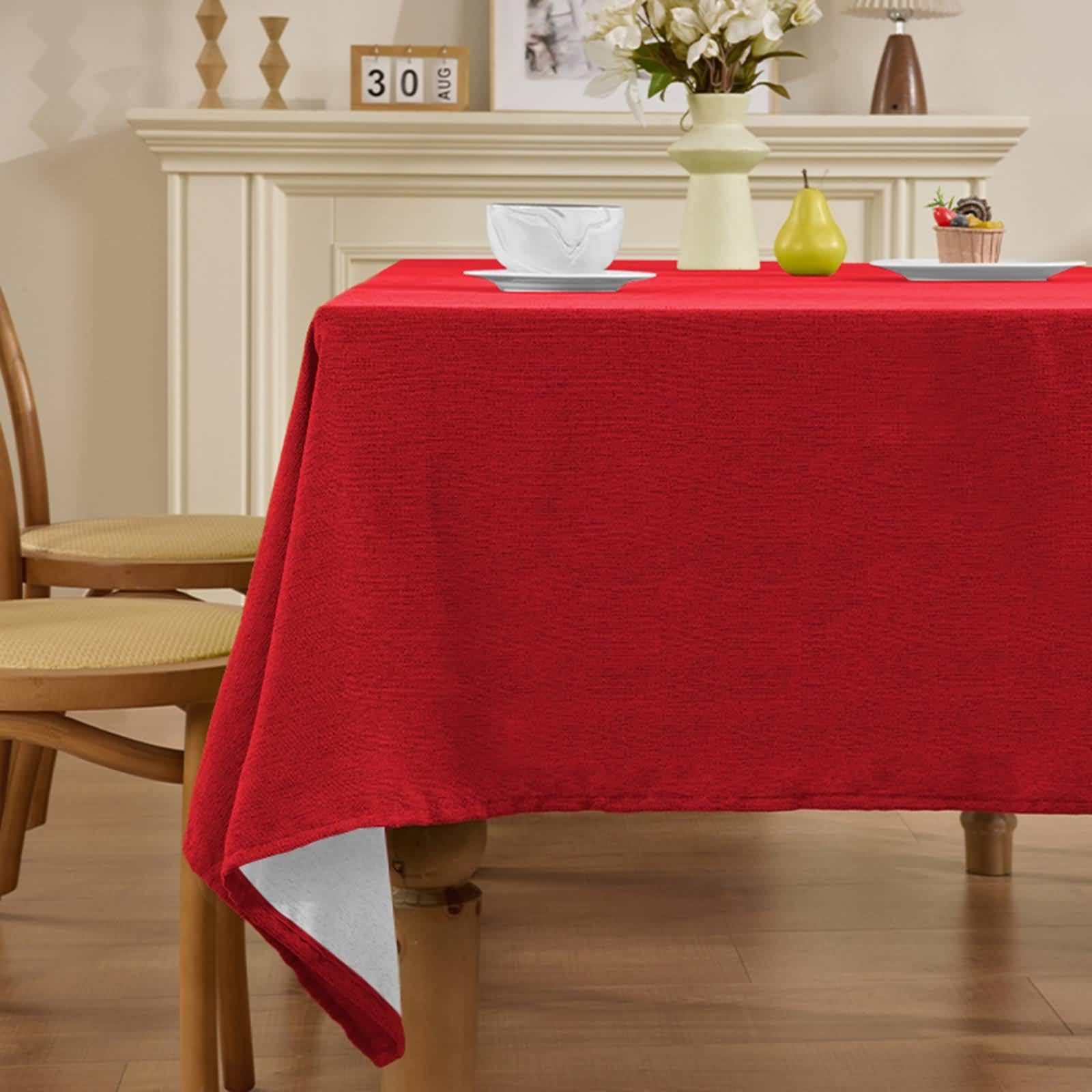 Tovaglia Da Tavola Elegante Poliestere, Rosso, 120x120CM
