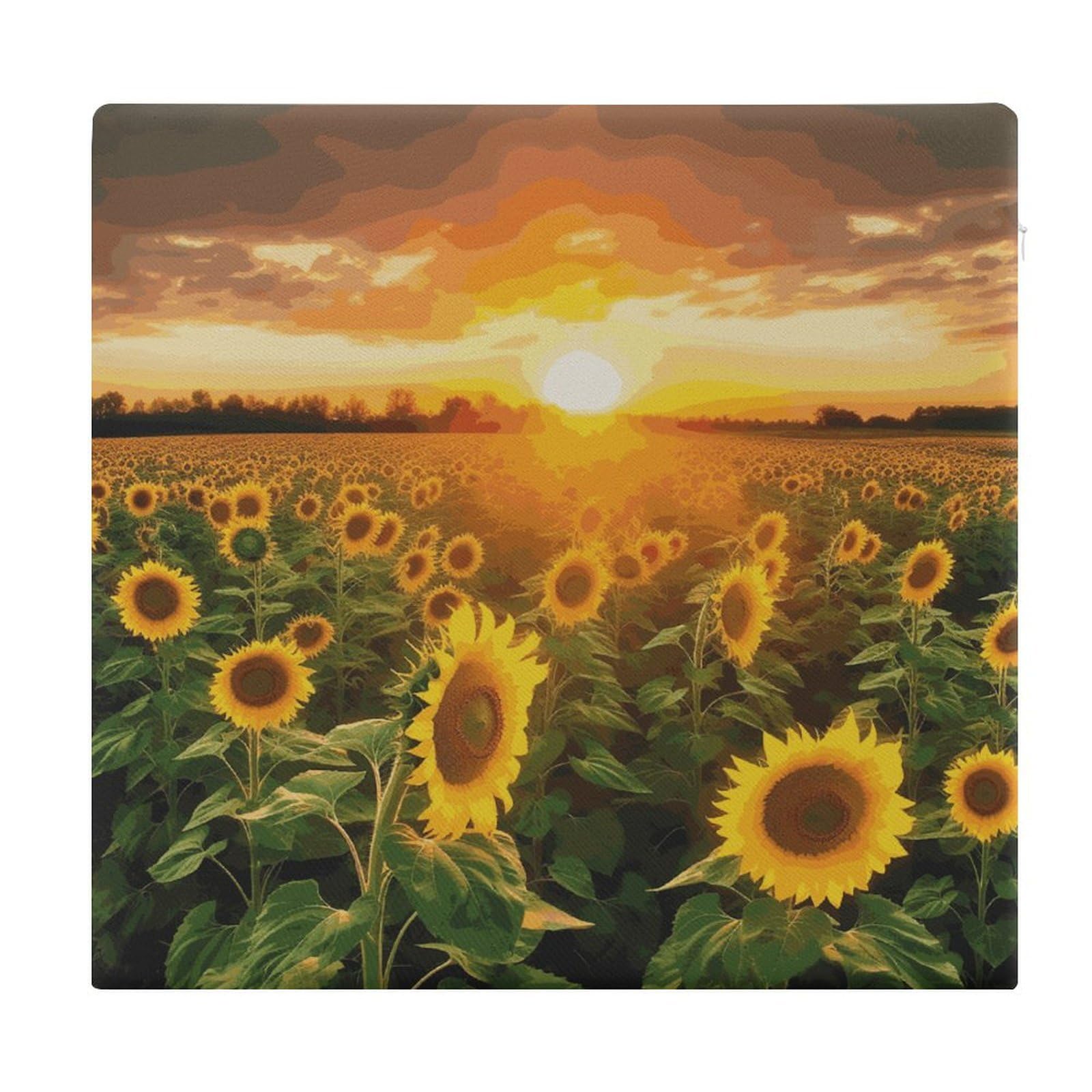 LDGSUPH Sunflower Field Sunset Seat Cushion Office Chair Cushion Square Cushion Cushion Cushion Cushion Soft Floor Cushion Cozy Couch Cushion Support Memory Foam Chair Pad for Home Travel Car
