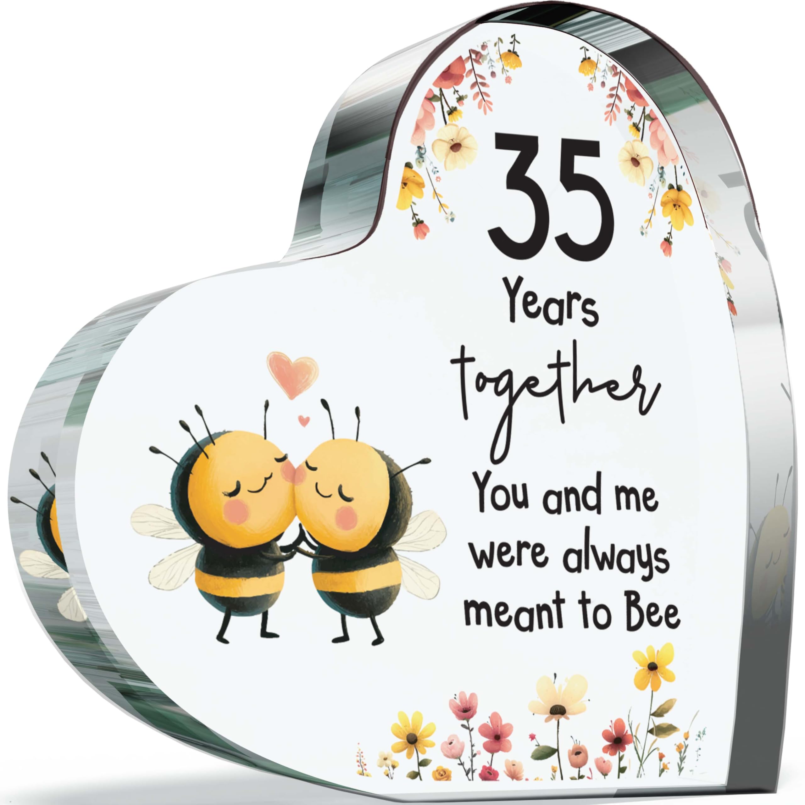 Coral Anniversary Acrylic Heart Plaque for Wife or Husband, Meant to Bee