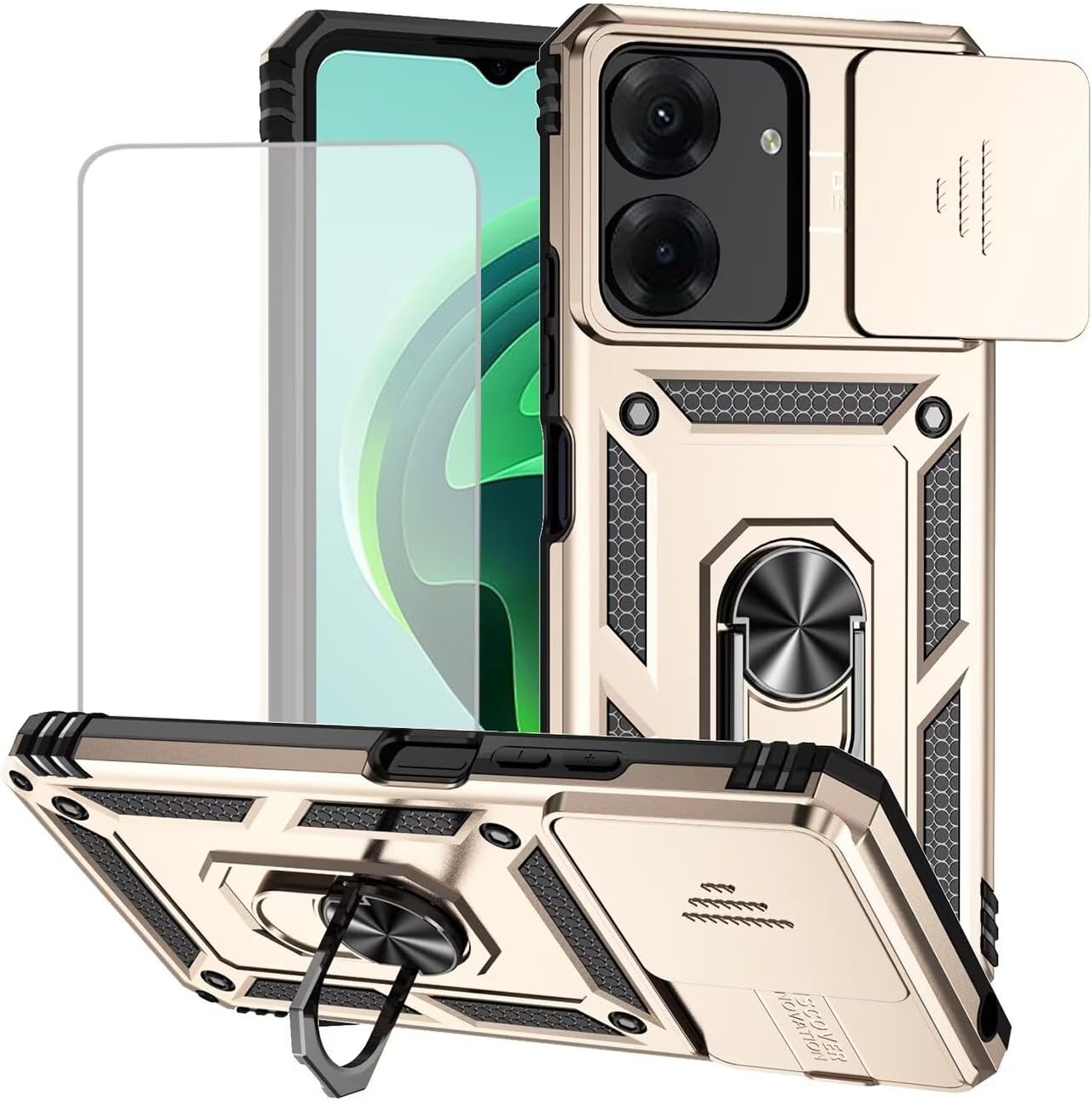 Coque Silicone Noire + 2 Verres Trempés Pour Poco C65 / Redmi 13C - Protection Anti-choc, Finition Mate