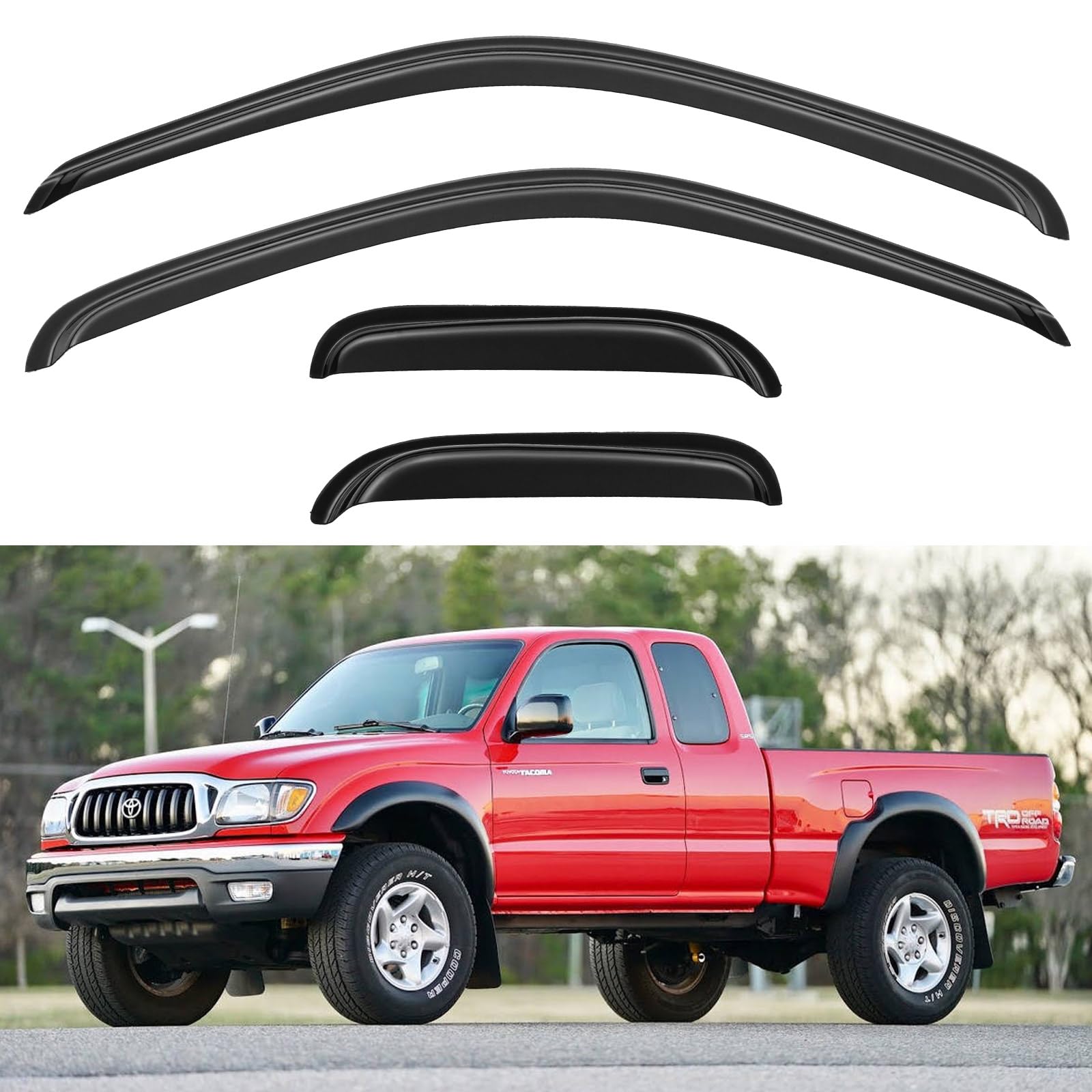 Window Visors Rain Guards Shield for 1995-2004 Toyota Tacoma Access Cab, Window Wind Deflectors Vent Shades for 95-04 Tacoma Extended Cab