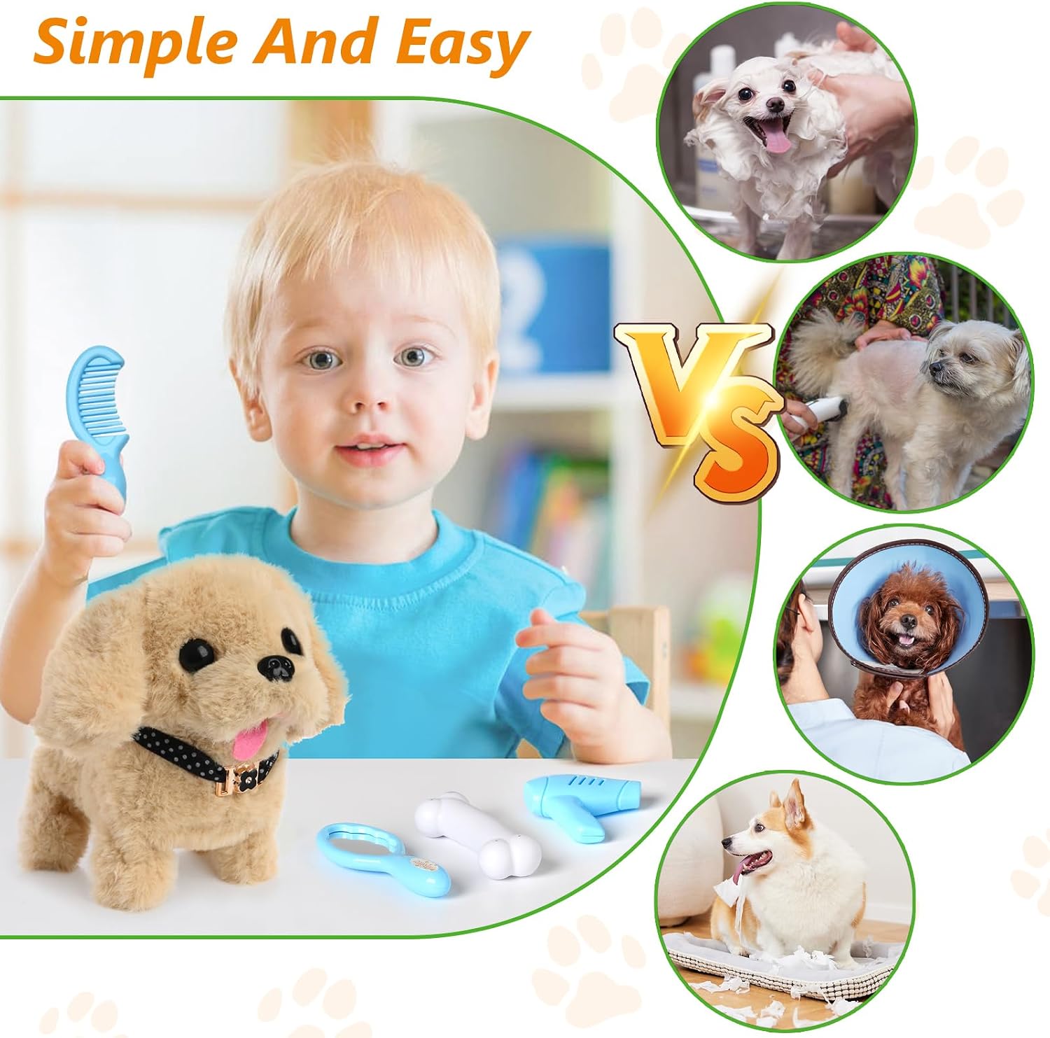 WorWoder Electronic Interactive Plush Puppy - Battery Operated Mechanical Walking Little Pet Dog with a Cute Bag, Barking, Tail Wagging, Stretching Companion Animal for Toddlers & Kids image 4