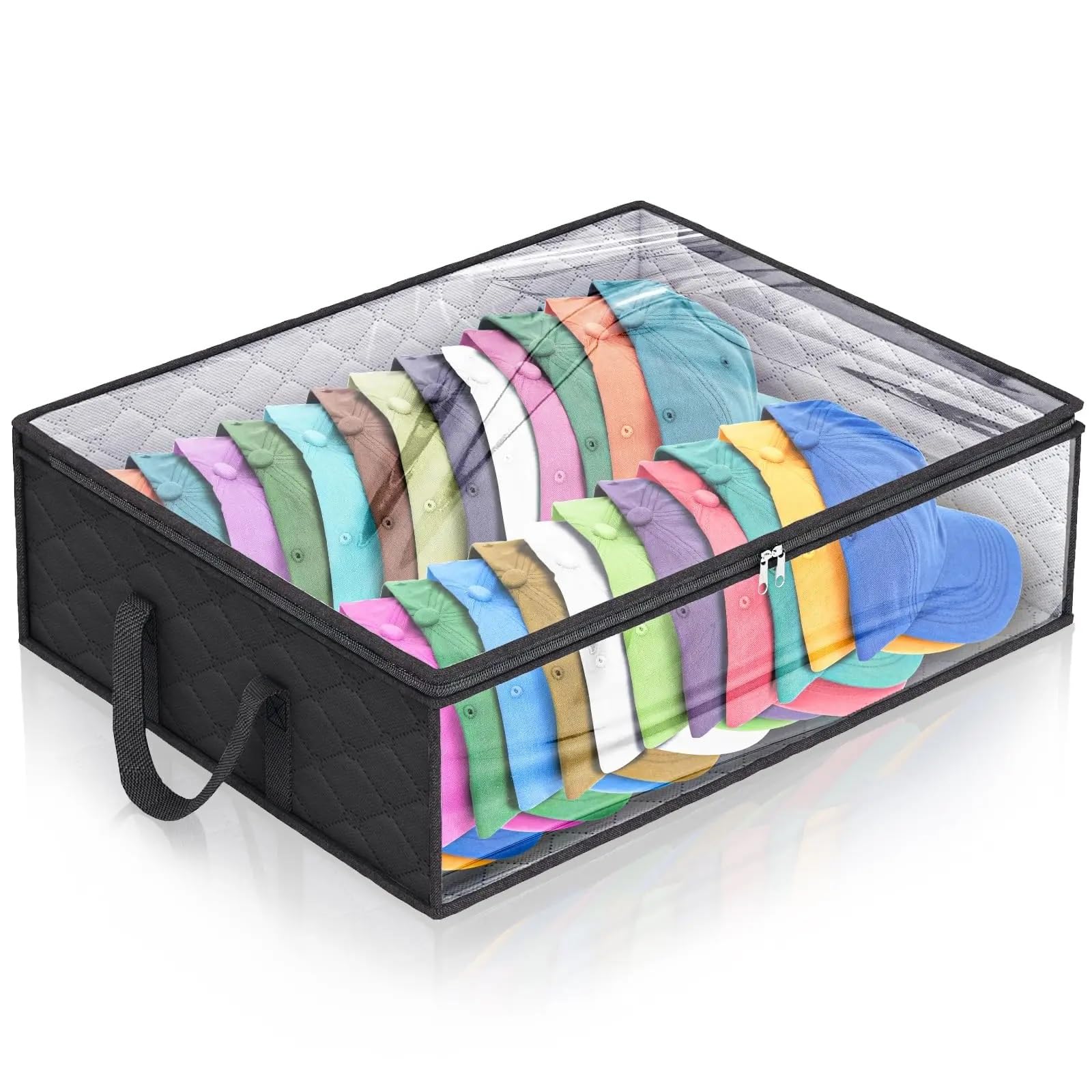 PPQIRU Hat Storage for Baseball Caps Wide Organizer Sports Bag Racks Holder for Closet Case Capbox For Organization(Black)
