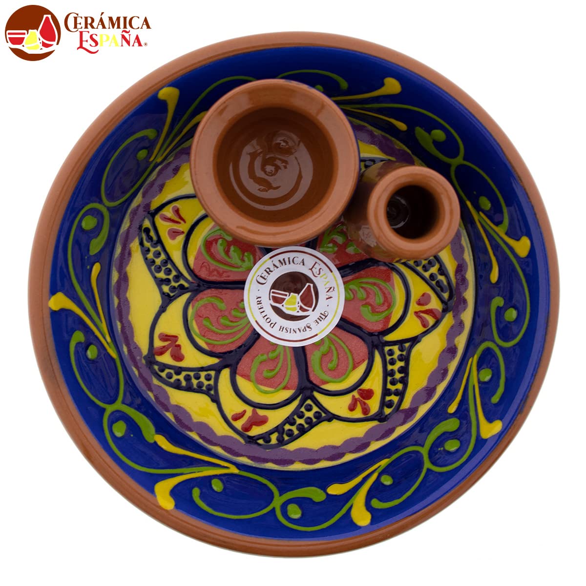 CERÁMICA ESPAÑA | Bols | Bol | Bowl | Bols à apéritif | Bols de cuisine | Olivier céramique décoré - Modèle M02 | 100% Décoré à la main | 16x16x5.5 cm