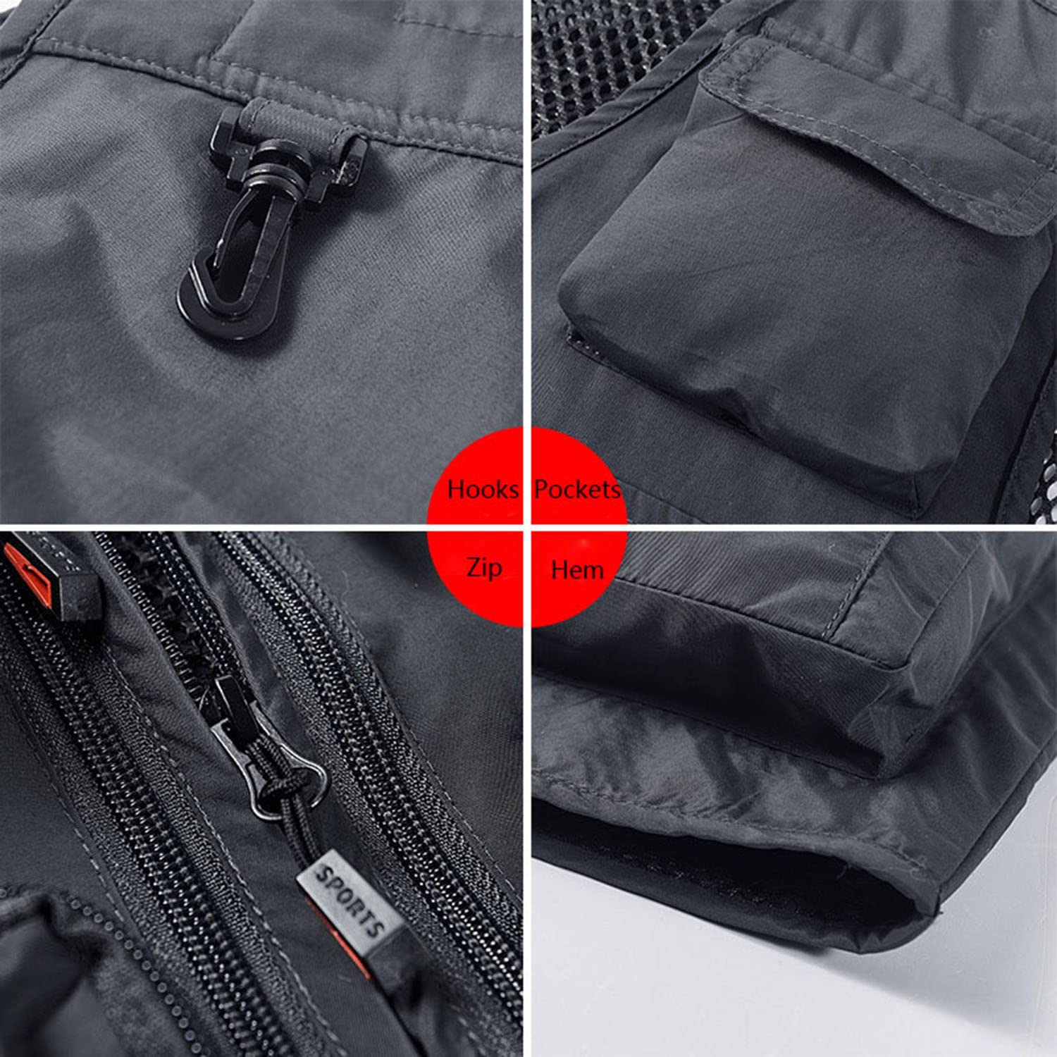 Chaleco De Hombre con Multibolsillos Chaleco De Verano Transpirable Chaleco De Pesca Exterior Chaqueta Casual Sin Mangas Fotografía Chaleco De Senderismo