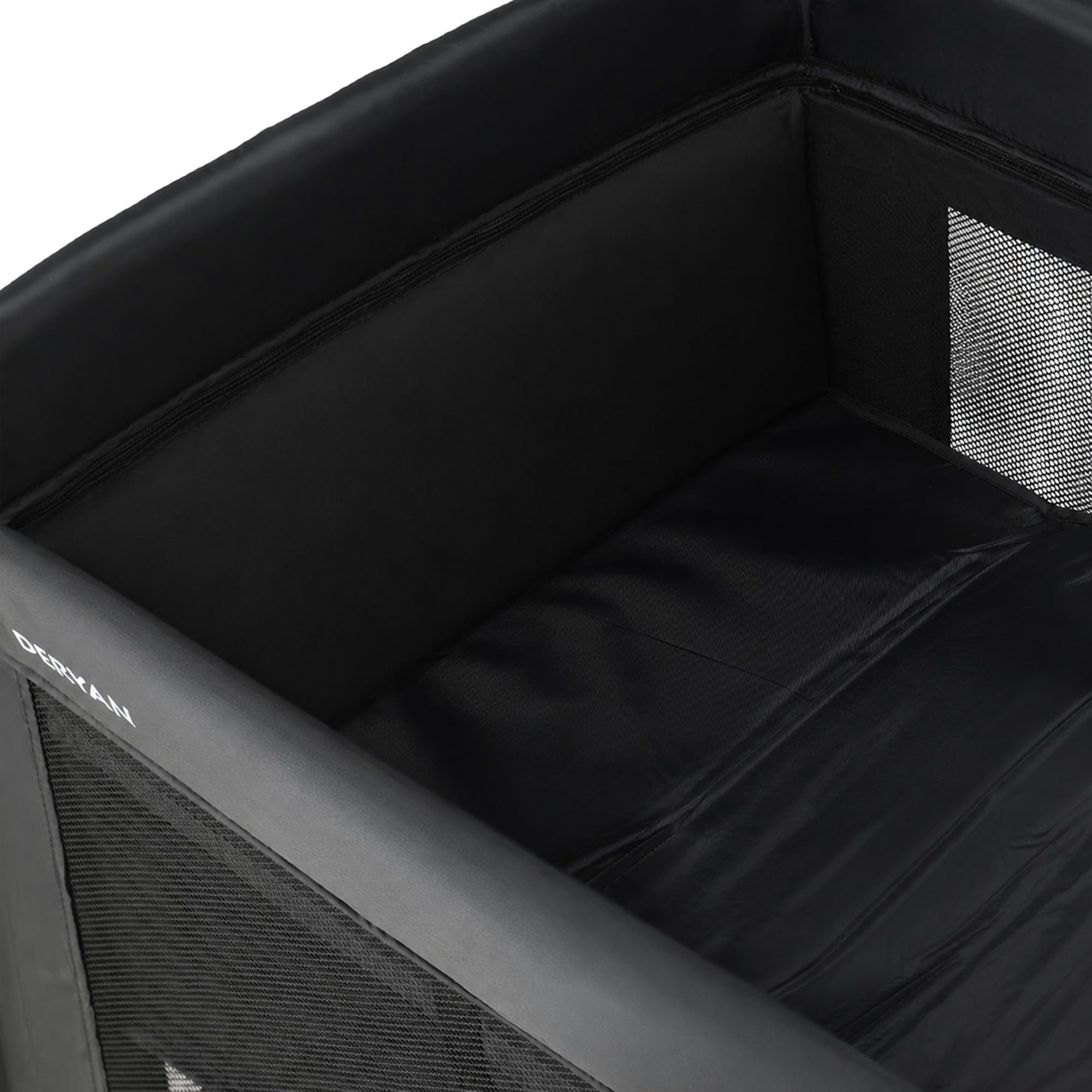 Deryan Lettino da viaggio per bambini con materasso, dalla nascita fino a 5 anni, tenda pop-up per bambini in 2 secondi, con zanzariera e borsa da viaggio (nero, con rialzo sul pavimento)