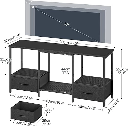 Miniatura 4 de HOOBRO Soporte de TV LED con almacenamiento, centro de entretenimiento LED con estantes abiertos y cajón, se adapta a televisores de hasta 55