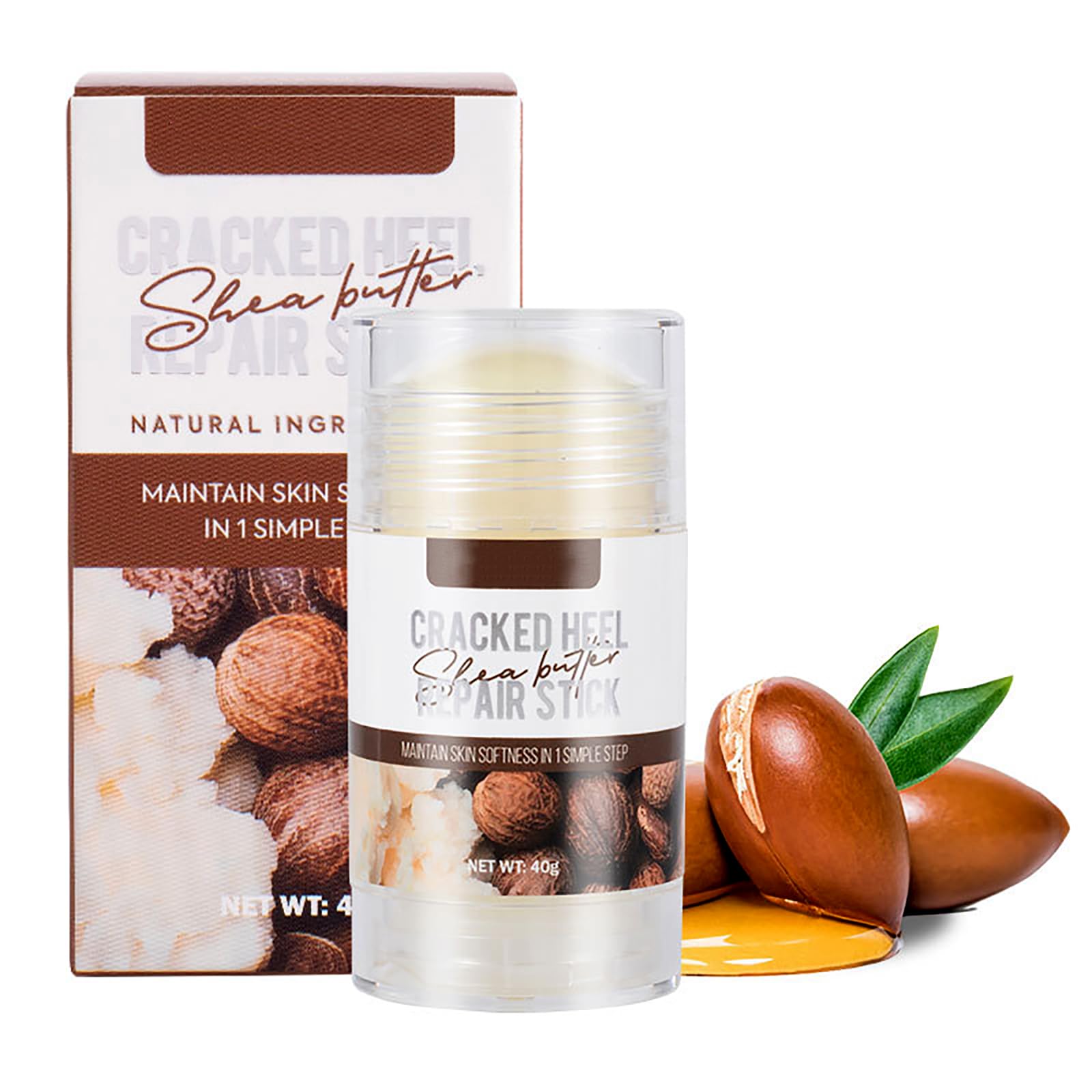 Grospe Shea Butter Dry Cracked Hands and Feet Repair Stick, Moisturizing Foot Cream with Shea Butter and Coconut Oil，Moisturizes and Softens Heels, Gently Exfoliates and Improves Dry Skin，1.41 OZ