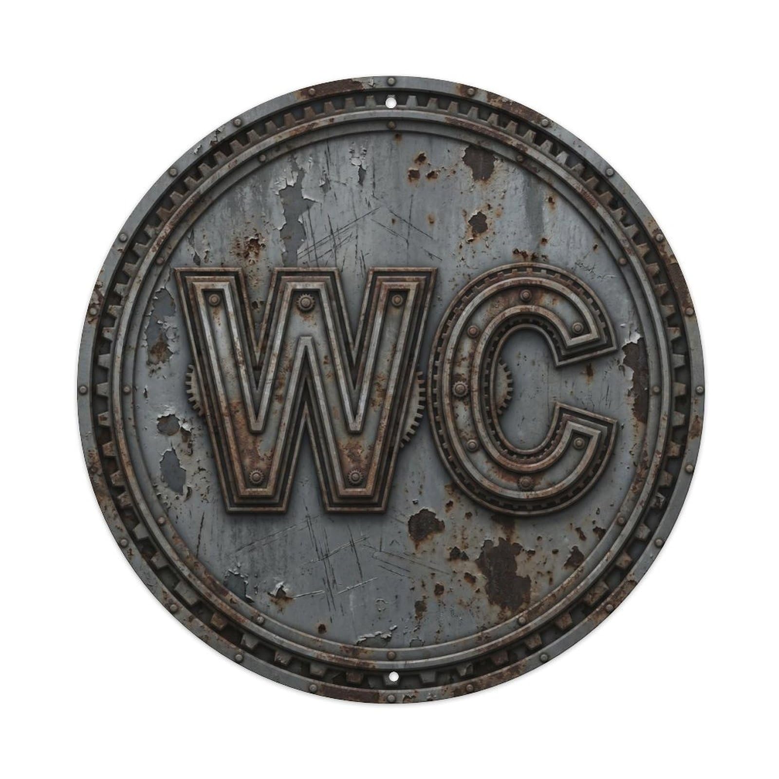 Toilet （WC） Steel Shield Metal Tin Sign Plaque Wall Decor for Cafe, Club Bar, Office, Home Garden Round Metal Poster 8x8Inch