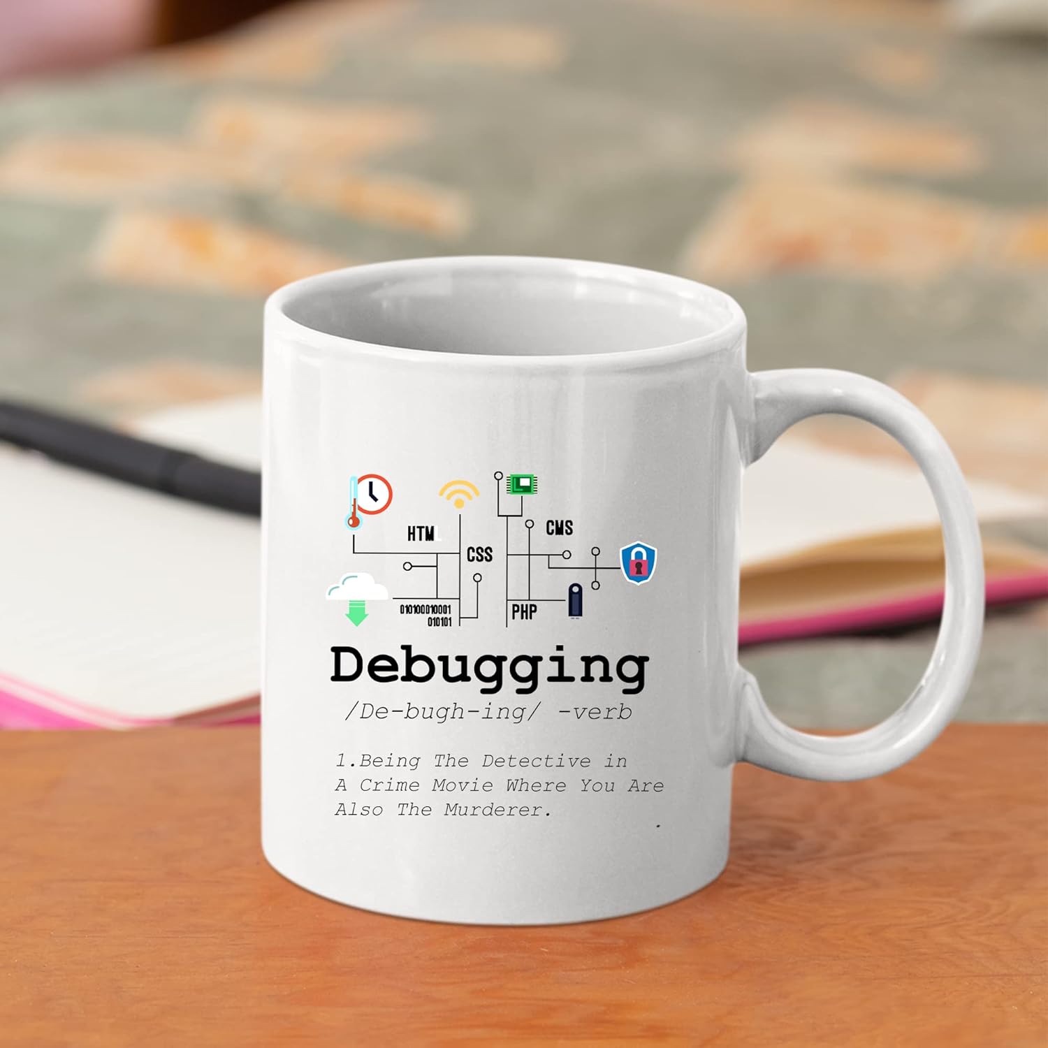 Panvola Debugging Definition Mug Funny Gift Computer Programmer Programming Coding Code IT Tech Support Coffee Ceramic Cup 11 oz (White) - Image 5
