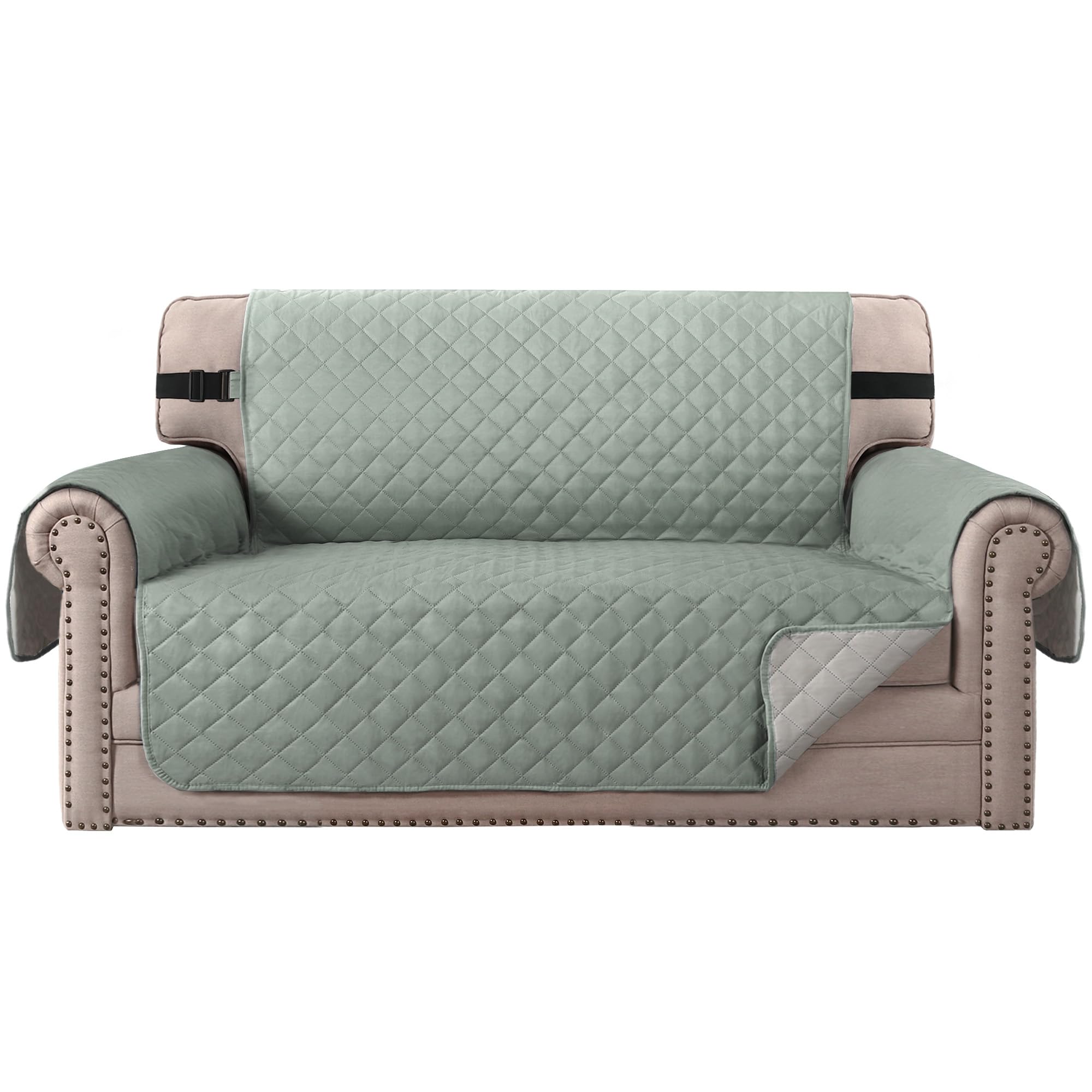 Bellahills Lily Pad/Beige Water Repellent Sofa Covers 2 Seater Non-Slip Sofa Cover Sofa Slipcover From Pets Cats Reversible Loveseat Couch Covers Furniture Protectors With Elastic Straps (Loveseat, )