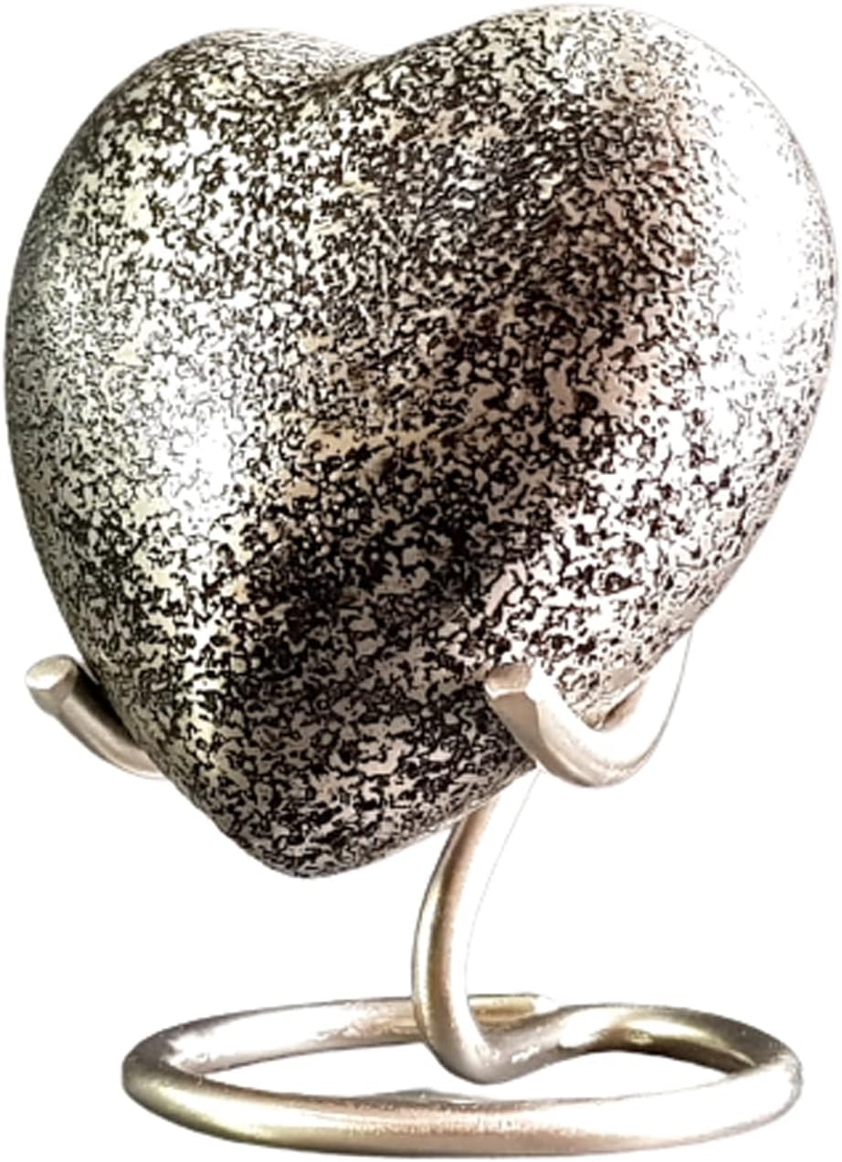 Esplanade| Cremation Mini Heart urn Keepsake Memorial | Small urn for Ashes Funeral Burial Container jar Pot | Color: Silver| Size-3.2 Inches