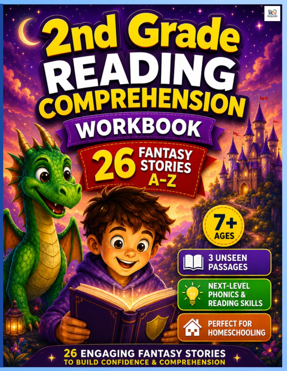 Grade 2 Reading Comprehension Workbook: 26 Fantasy Stories A–Z | Comprehension Questions & Vocabulary | 3 Unseen Passages | Reading Skills for Early ... (A–Z Reading Comprehension Workbook Series)
