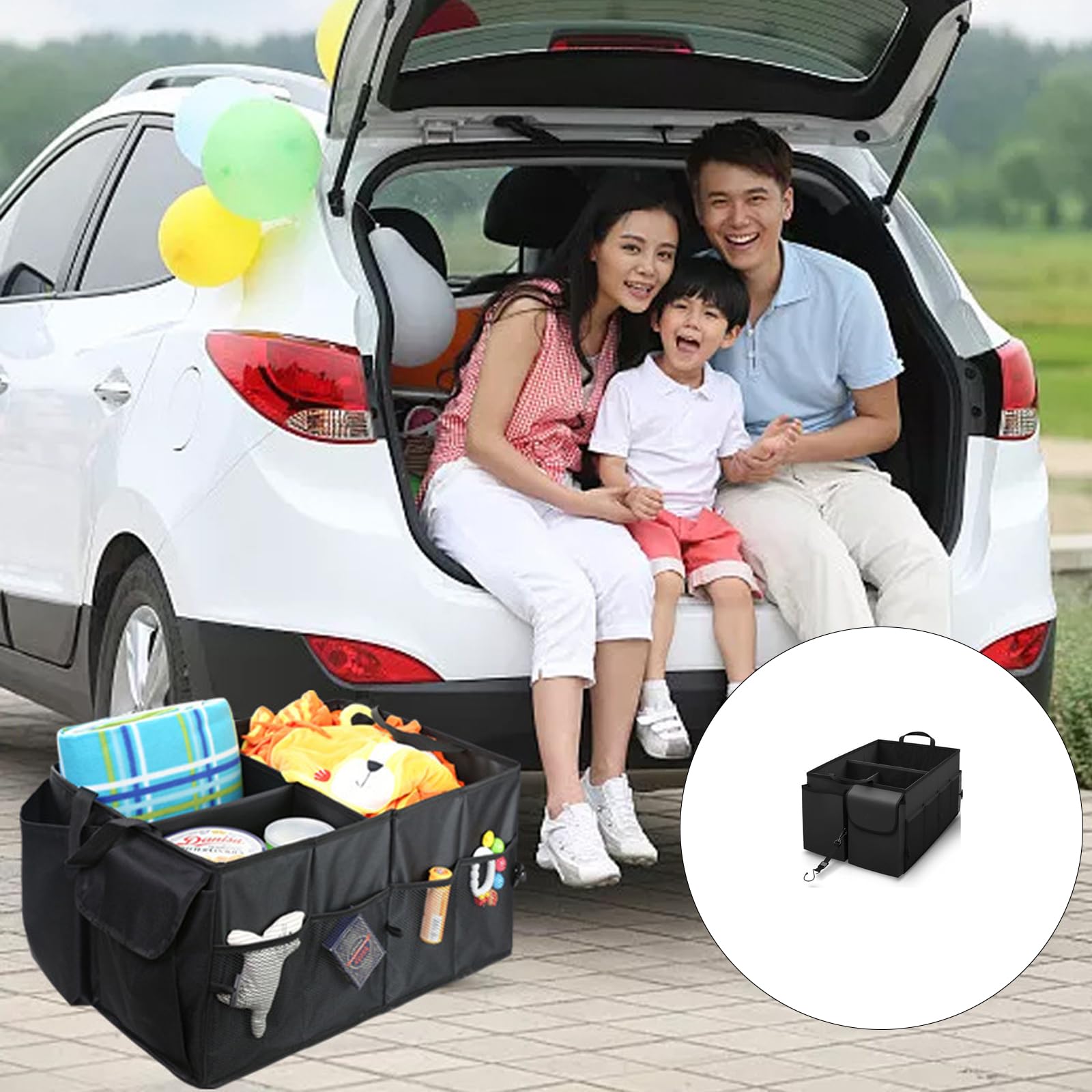 Generisch Große Kapazität, 68 l, mehrere Fächer, Auto Aufbewahrungsbox, faltbares Design für SUV, Limousine, LKW, Fahrzeug, Organisation, Reisen, Kofferraum, Aufbewahrungsbehälter