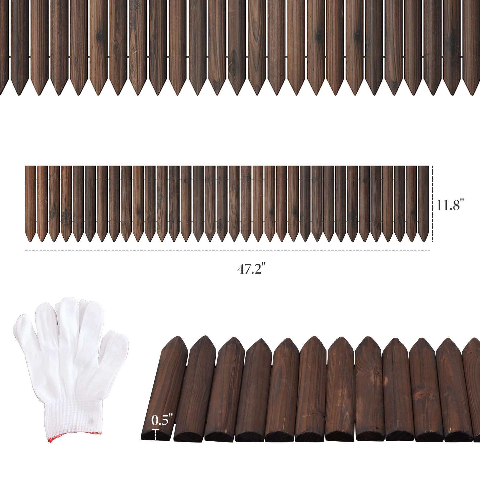 GHWIE Garteneinfassung Aus Tannenholz – 20 Cm Hoch, 122 Cm Lang (2 Stück = 2,4 M), Für Beete, Wege & Terrassen