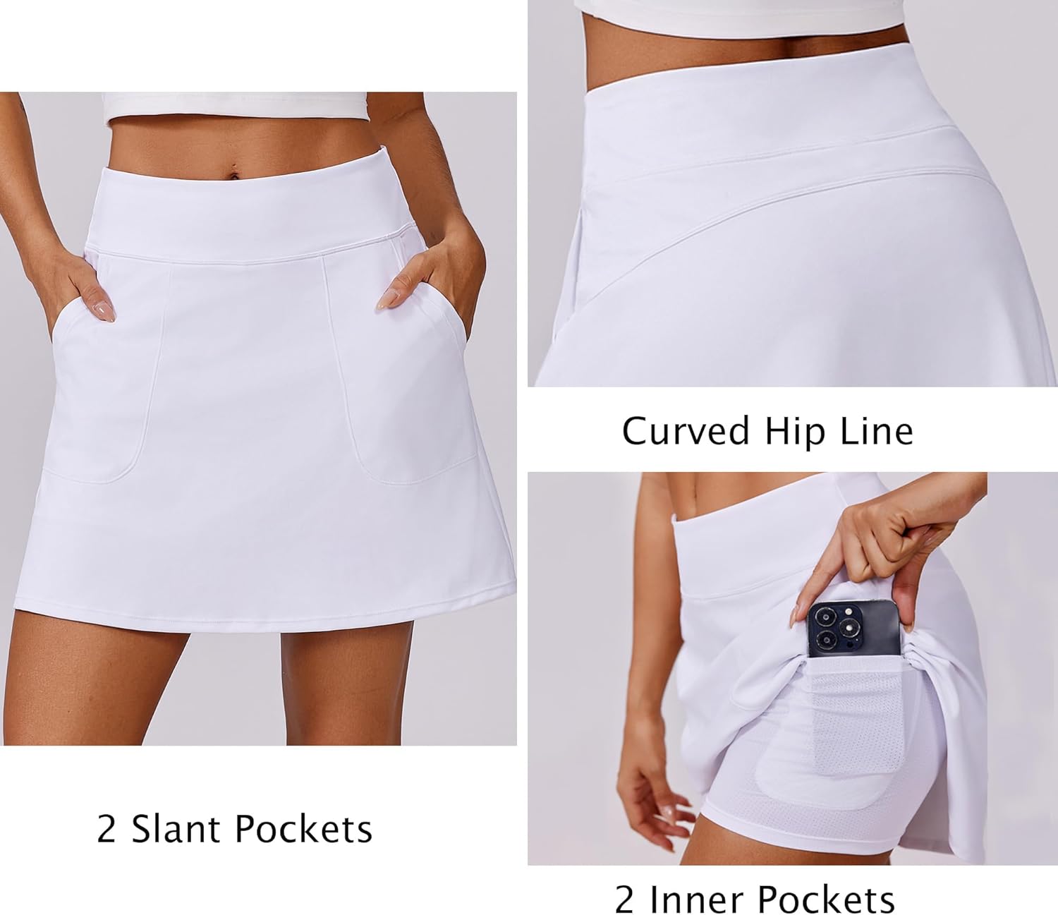 PINSPARK 18" Golf Skorts for Woman High Waisted Tennis Skirt UPF 50+ Athletic Skort Skirts with 4 Pockets Workout Pickleball - Image 4