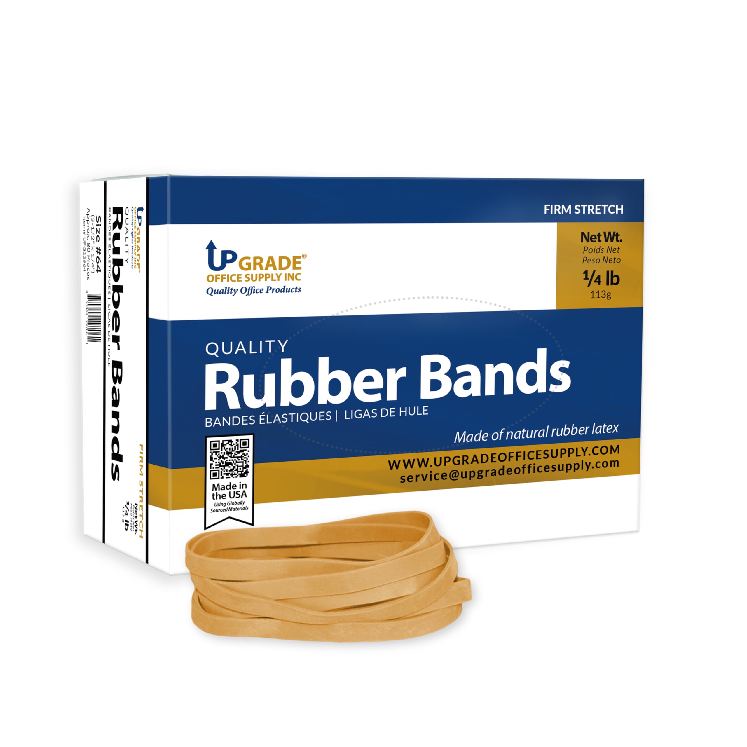 Upgrade Rubber Bands Size 64, 1/4 lb Box, USA