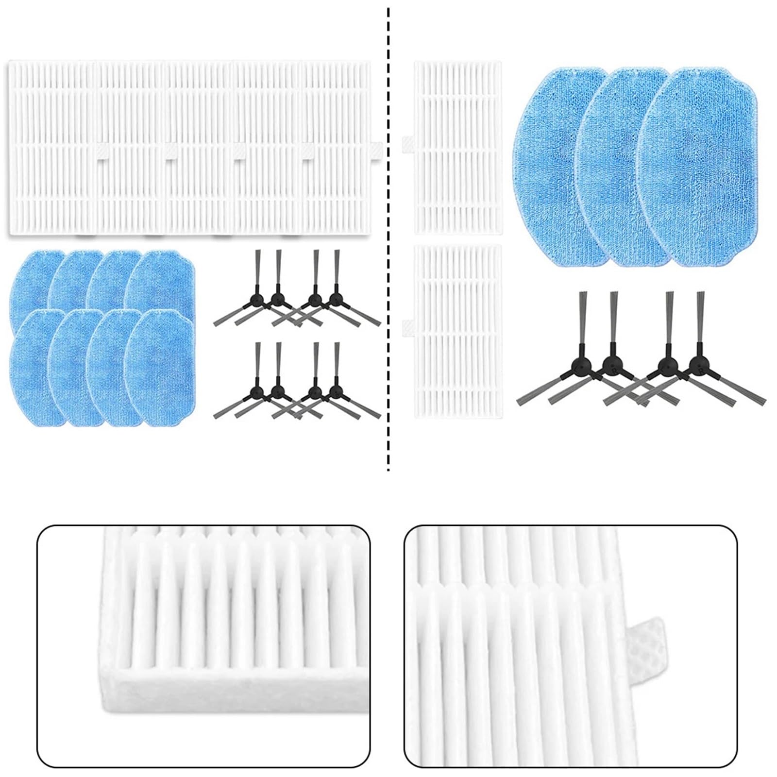 Compatible avec Conga M10 Compatible avec BR151 Robot aspirateur Brosse latérale Filtre HEPA Kit de tampons de vadrouille Accessoires multimètre pièces de Nettoyage(2)