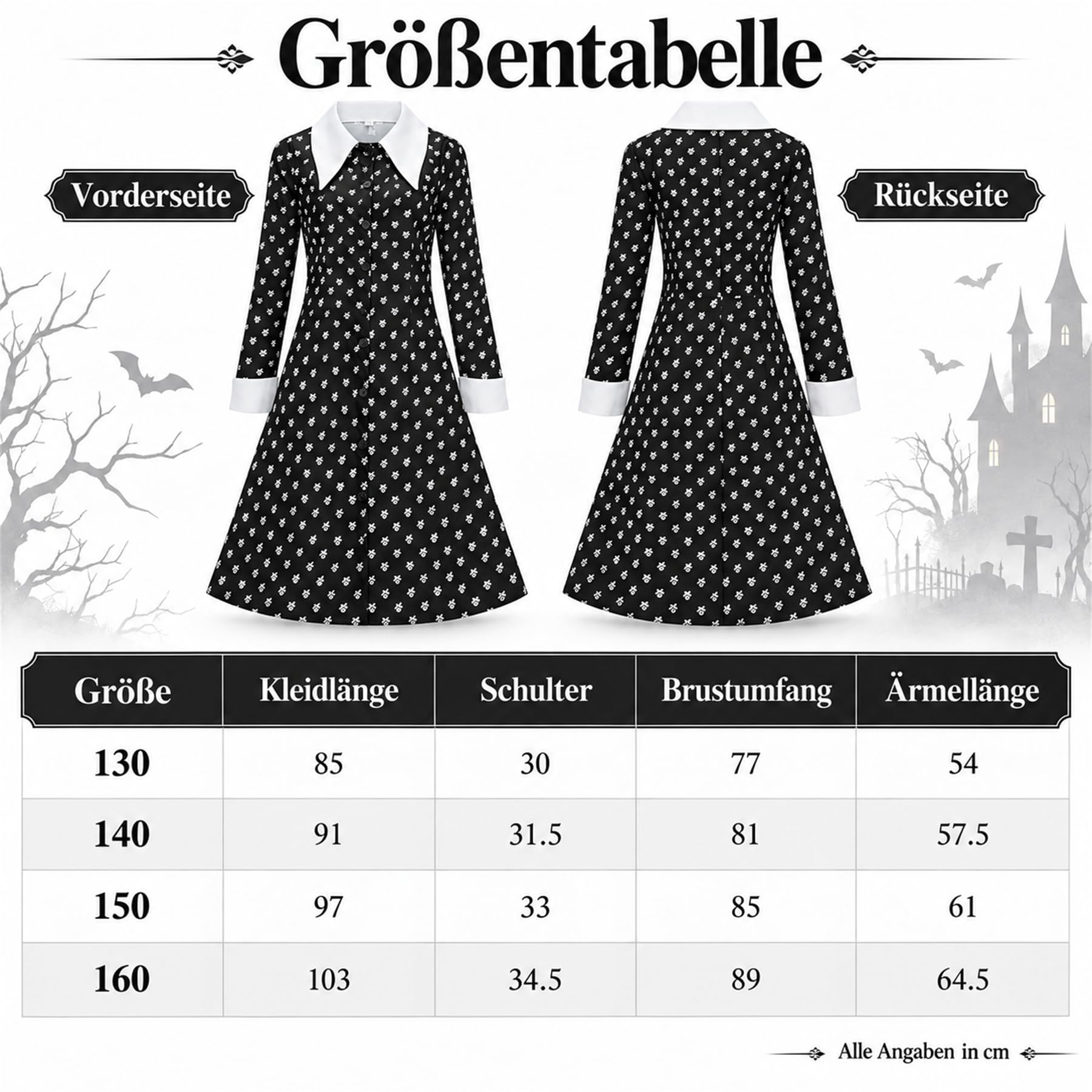 Costume da Mercoledì per bambina, per Halloween, carnevale