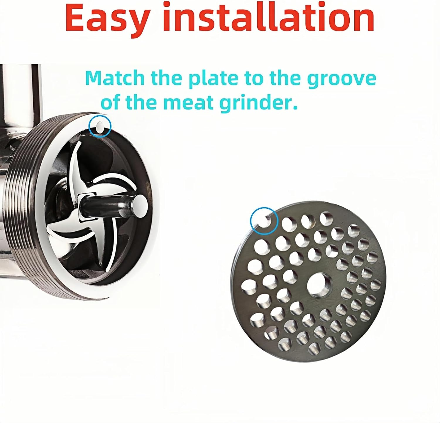 For Hobart, LEM, Cabelas, Weston and FGA Food Chopper, MTN Meat Grinders of #12 Stainless Steel Meat Grinder Plate Discs Blades，Cutting Disks Heavy Duty. (8/25 Hole Plate)