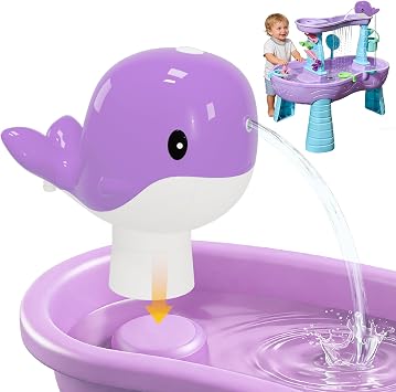Whale Water Table Pump Continuous Flow Rechargeable Battery Powered Water Pump for Water Table Accessories Outdoor Summer Water Play Toys Purple