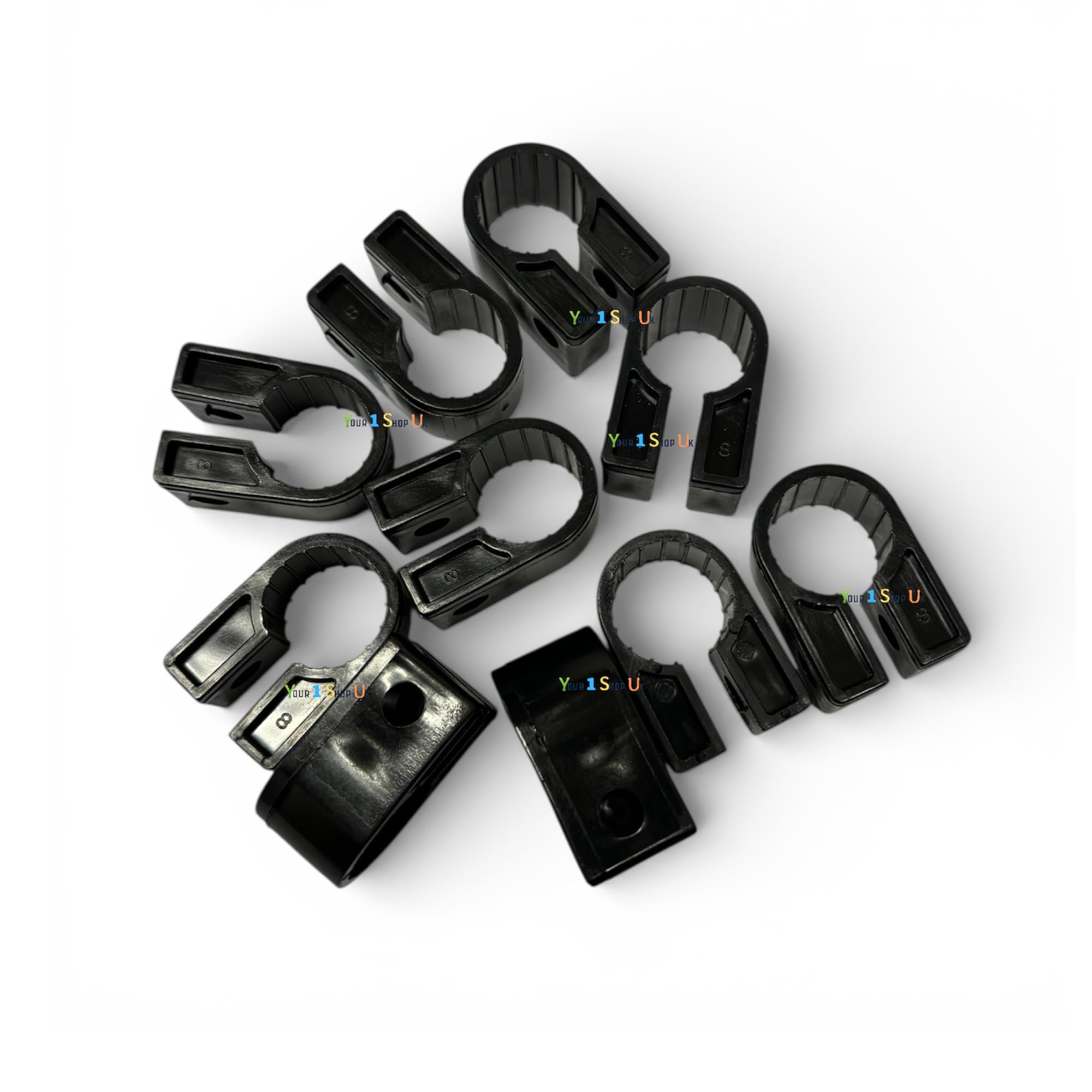 C8 Armoured Cable Cleats, Steel Wire Armoured SWA, Black, HDPE, UV Resistant C8 Cable Cleat Clips C8 Cleats Wire Electrical Cable Cleats 10 Pack